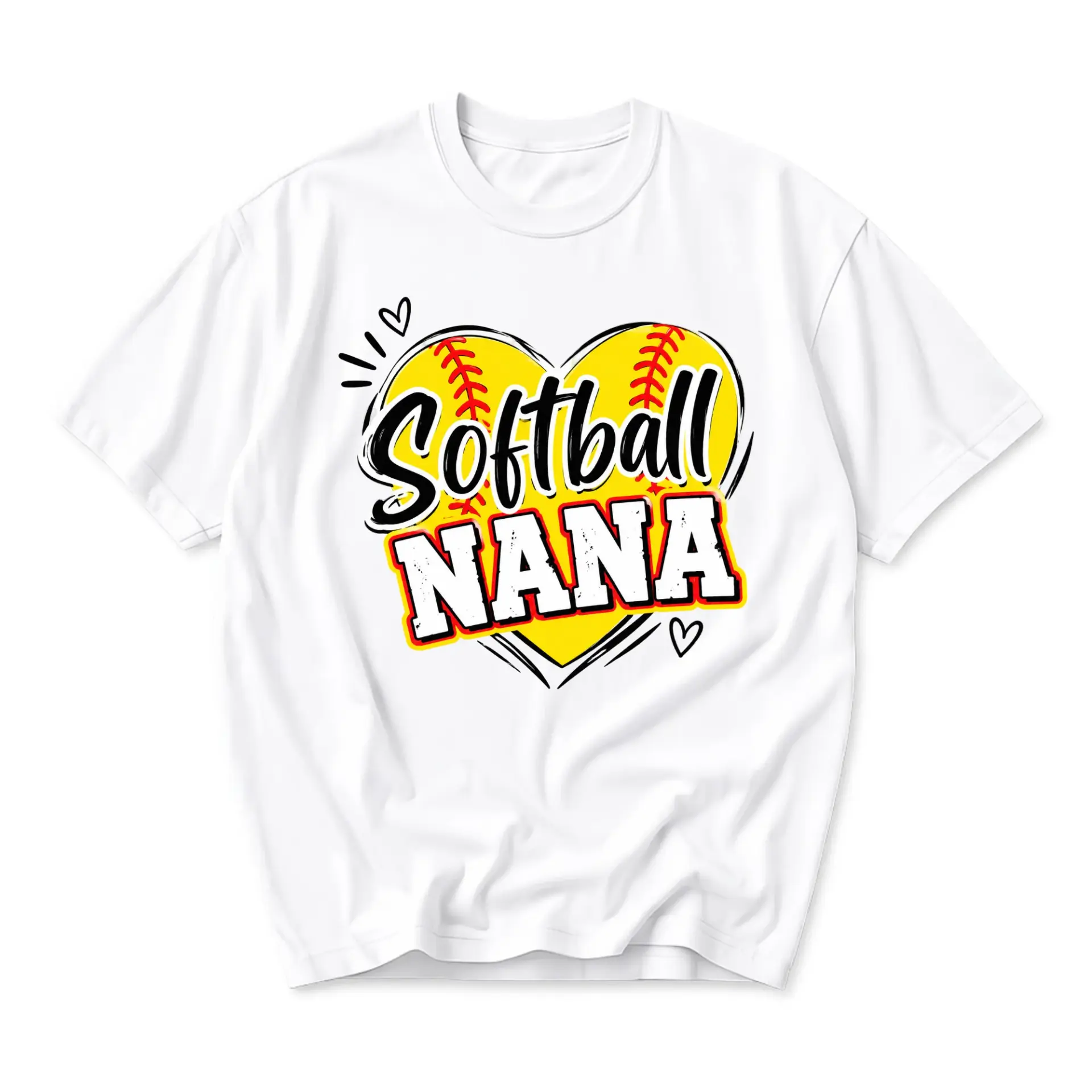 Graphic Tee Softball Nana Heart Sport Lover Unisex Crew Neck T-Shirt for