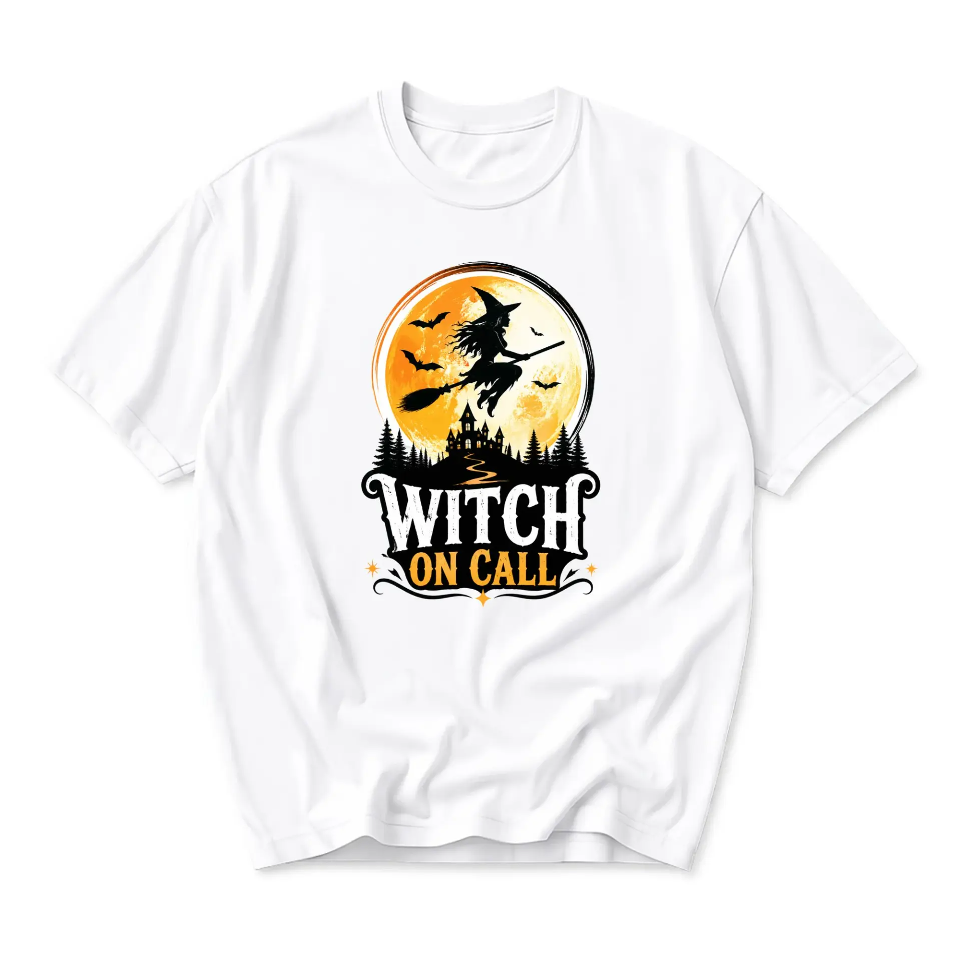 Graphic Tee Witch on Call Halloween Shirt Funny Magic Occult Themed Unisex Crew Neck Casual Cotton Short Sleeve