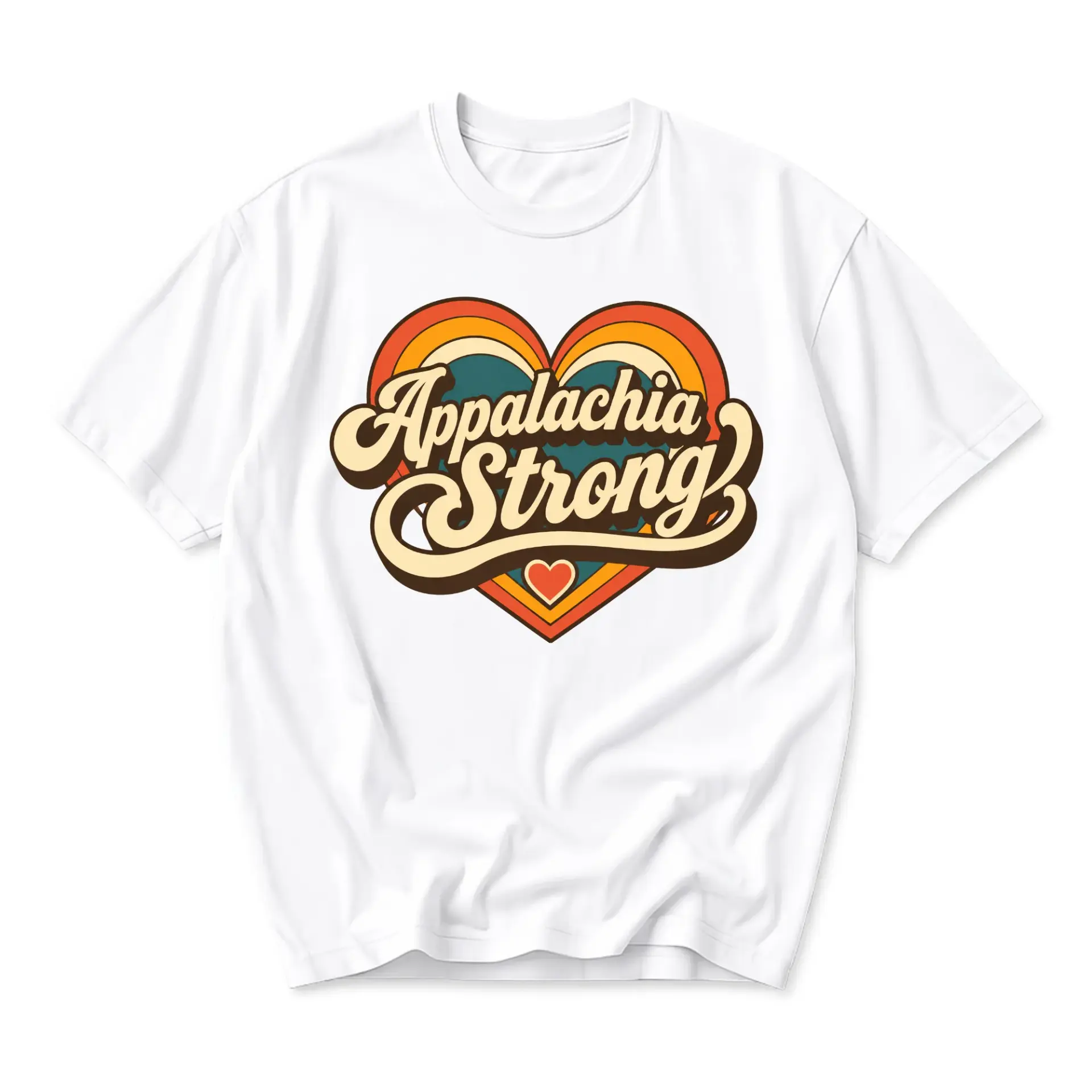 Graphic Tee Appalachia Strong Retro Heart Design Unisex Crew Neck Soft Cotton Casual Everyday Short Sleeve Shirt