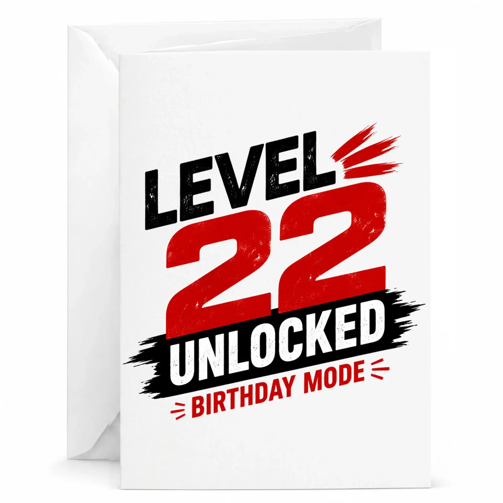 Birthday Card Level 22 Unlocked Greeting Card for 22nd Birthday Celebration Funny Gamer Theme Party Stationery