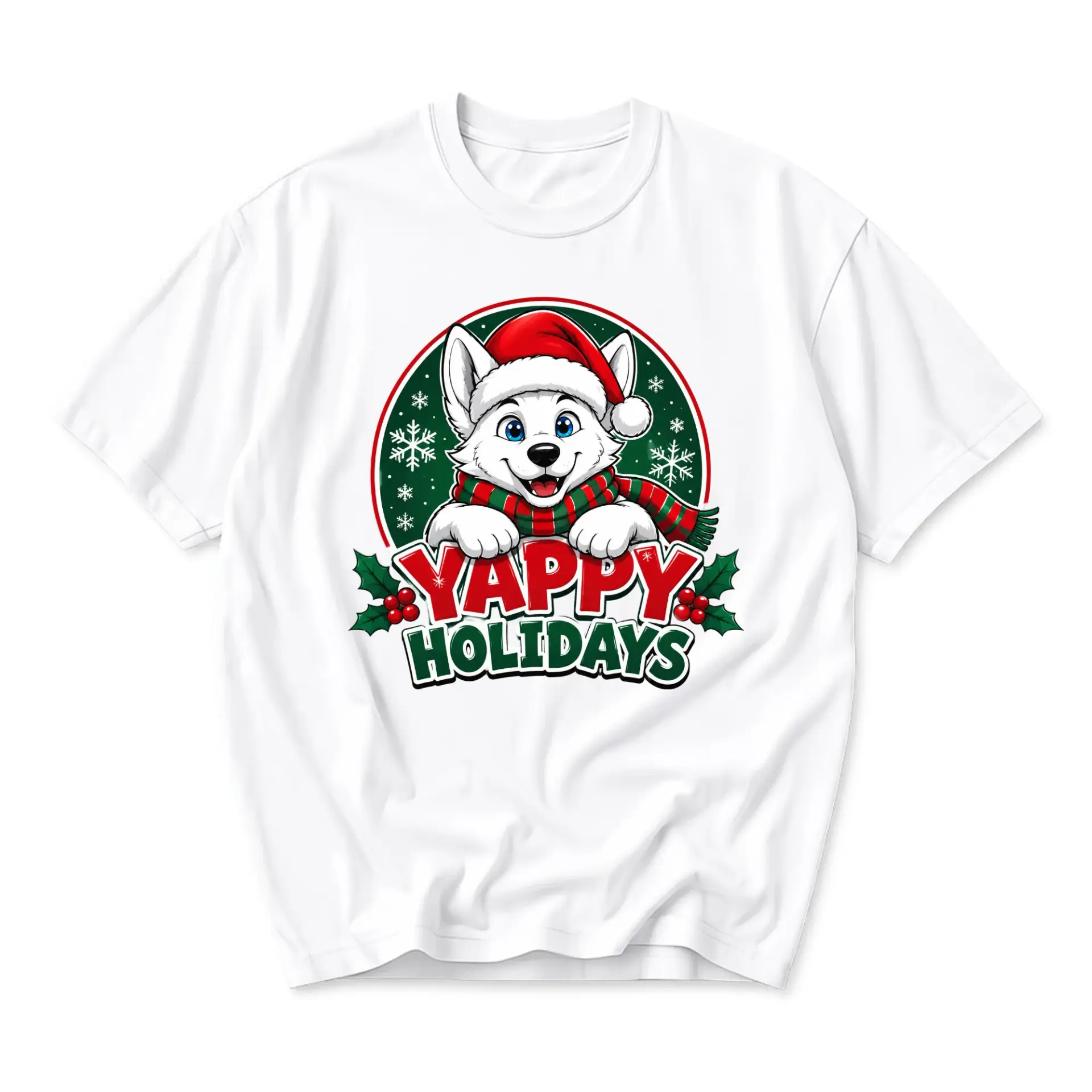Funny Shirt Yappy Holidays Graphic Tee Husky Puppy Christmas Gift Unisex