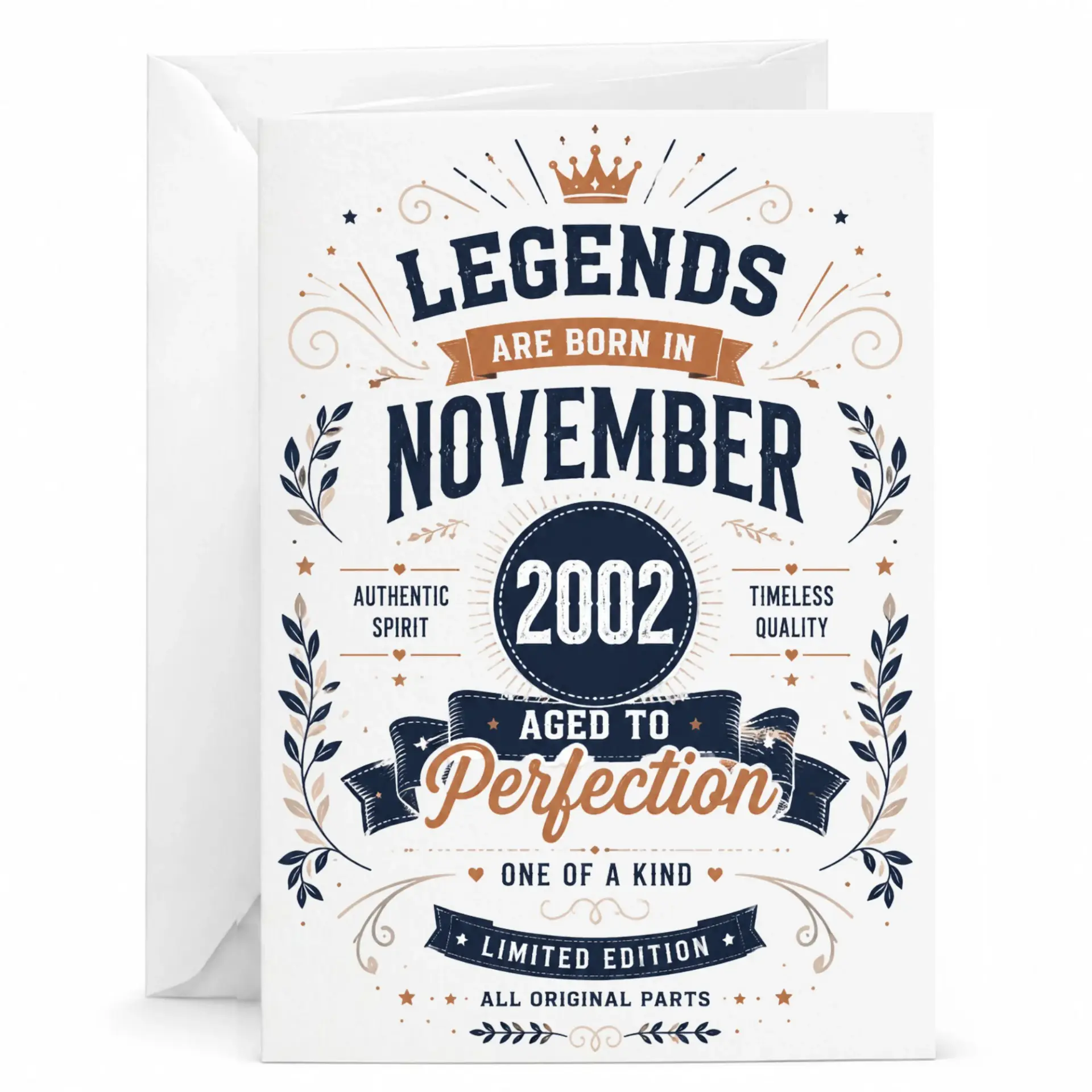 Birthday Card Legends Are Born in November 2002 Aged to Perfection Vintage Style Greeting Card for Milestone Birthday