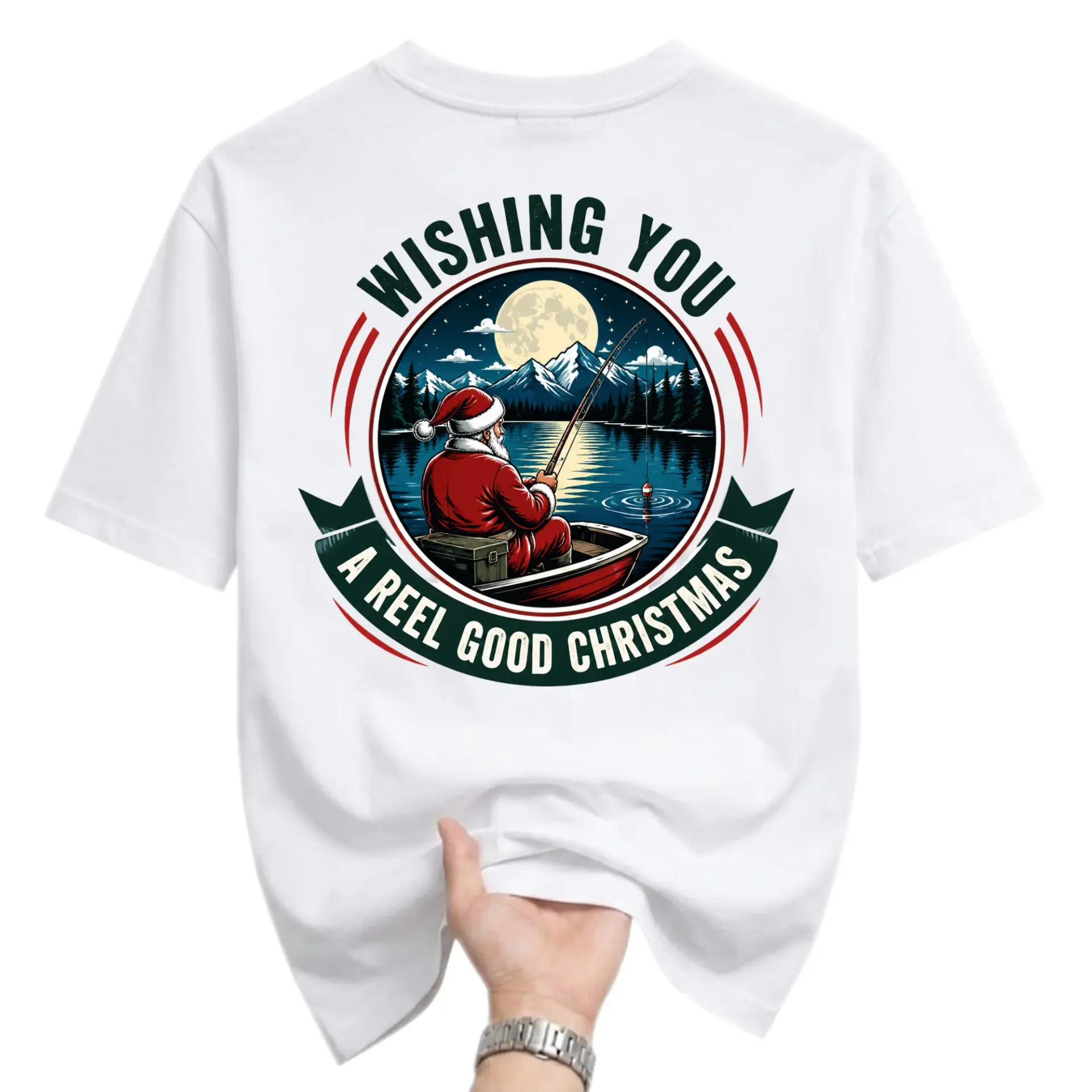 Funny Shirt Wishing You a Reel Good Christmas Graphic Tee Unisex Holiday