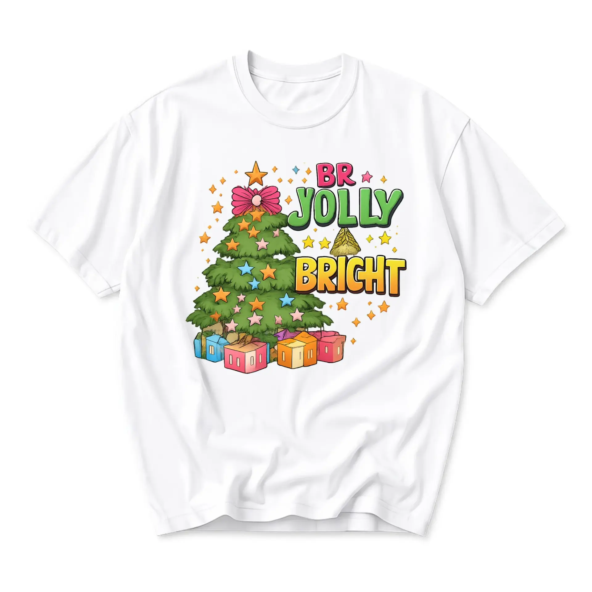 Funny Shirt Graphic Tee Holiday Tree Print Unisex Cotton Blend Crew Neck
