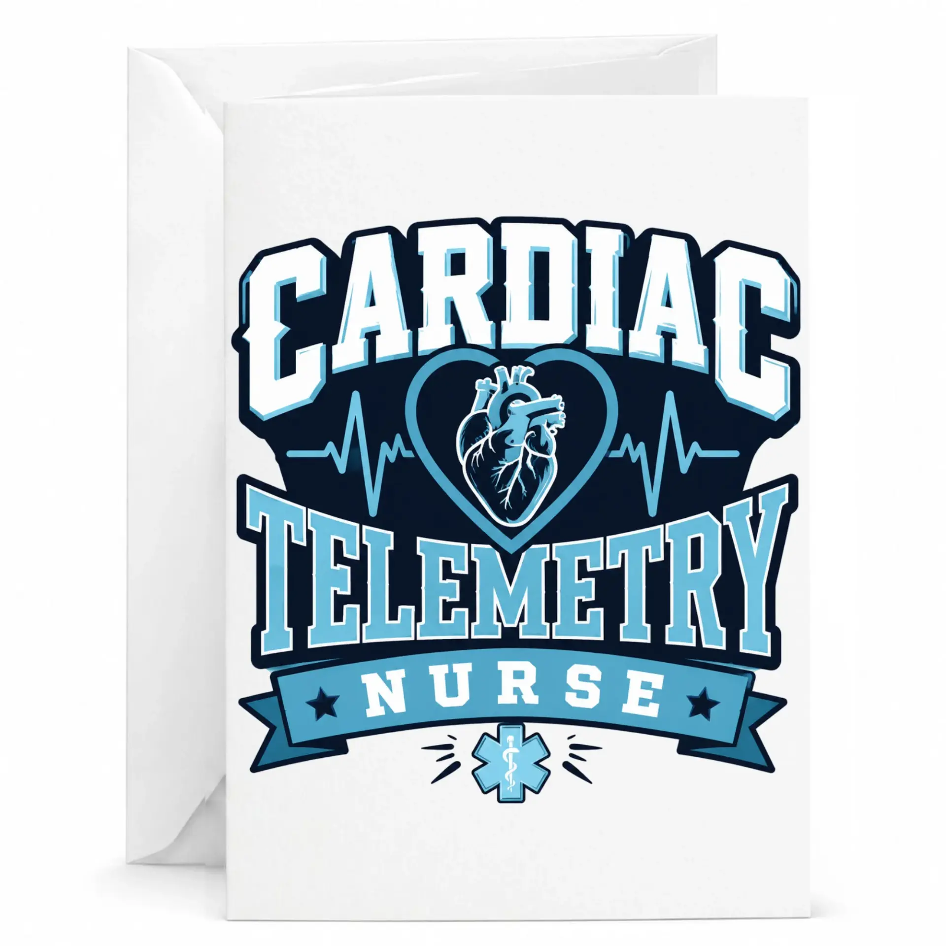 Greeting Card for Cardiac Telemetry Nurse Professional Appreciation Stationery with Medical Heart Design