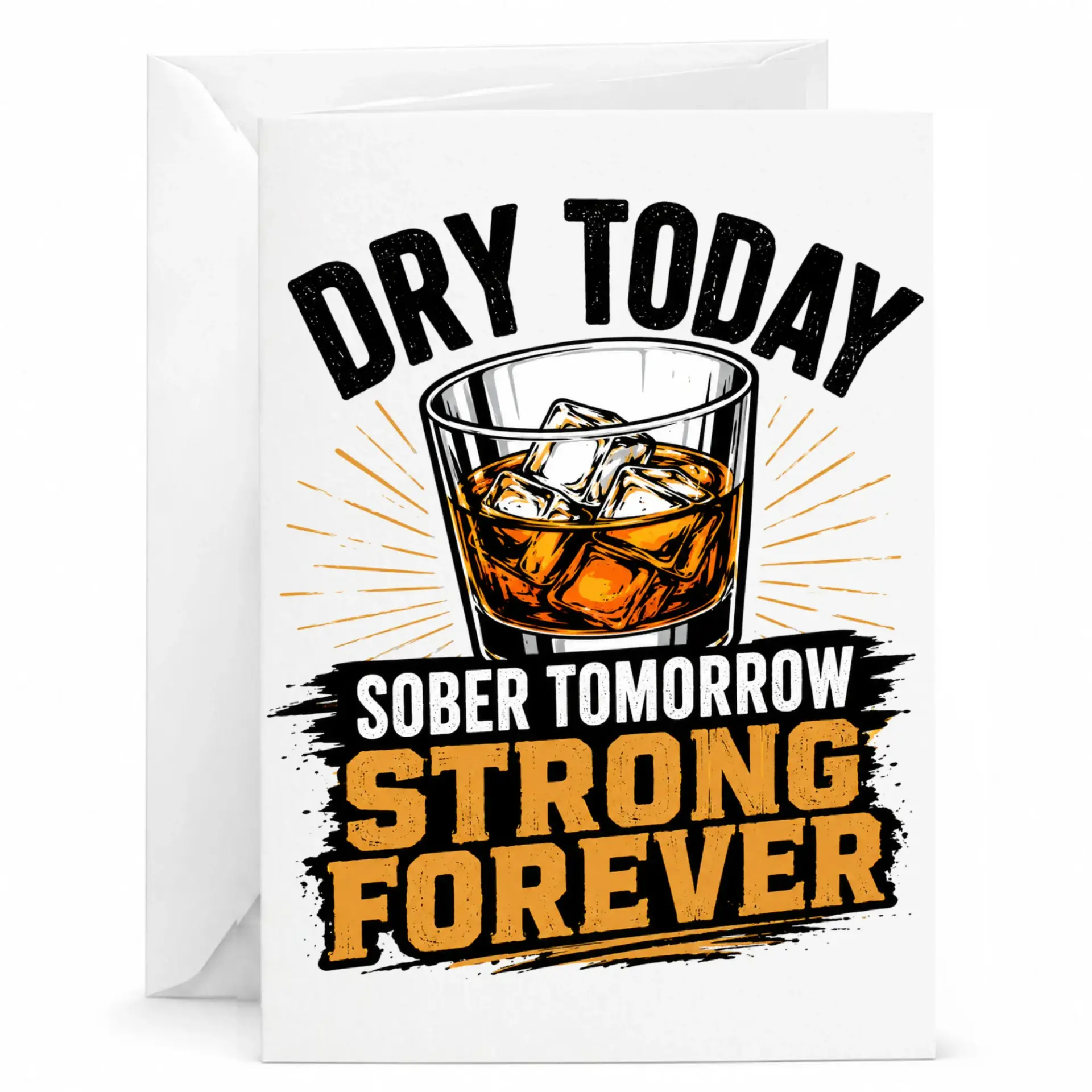 Funny Greeting Card Dry Today Sober Tomorrow Whiskey Lover Design