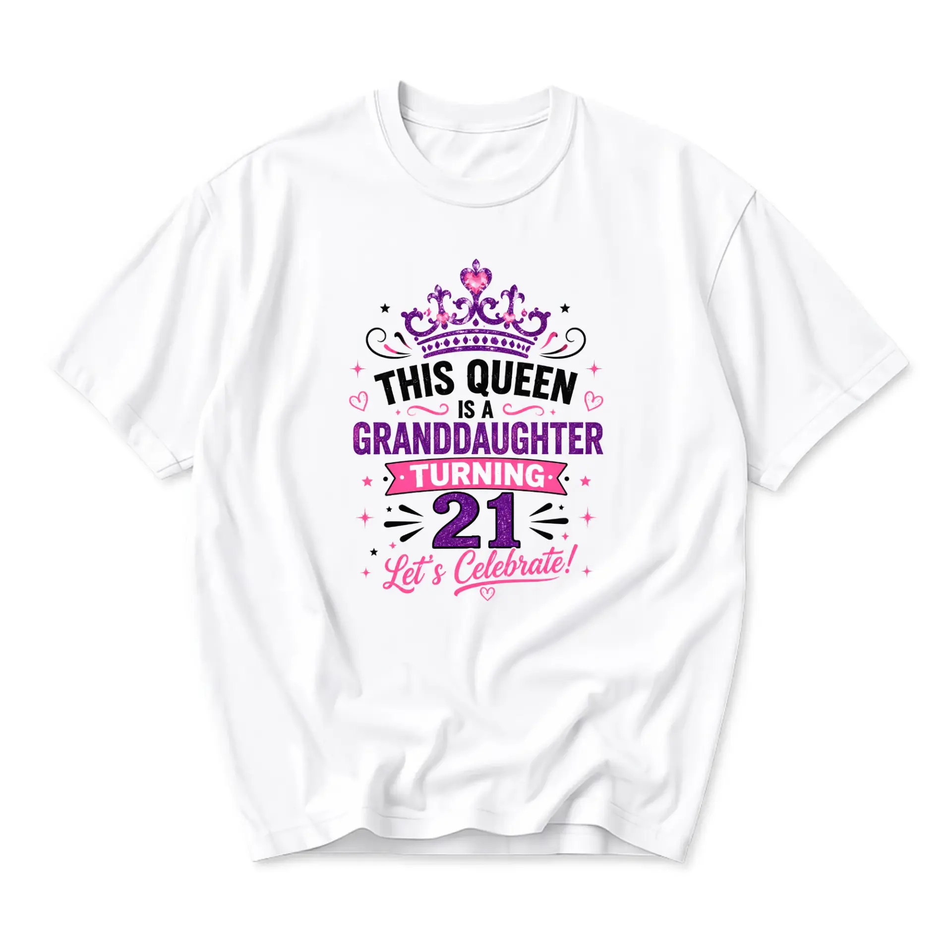 Graphic Tee This Queen Is a Granddaughter Turning 21 Birthday Shirt Casual Unisex Crew Neck Short Sleeve Cotton Top
