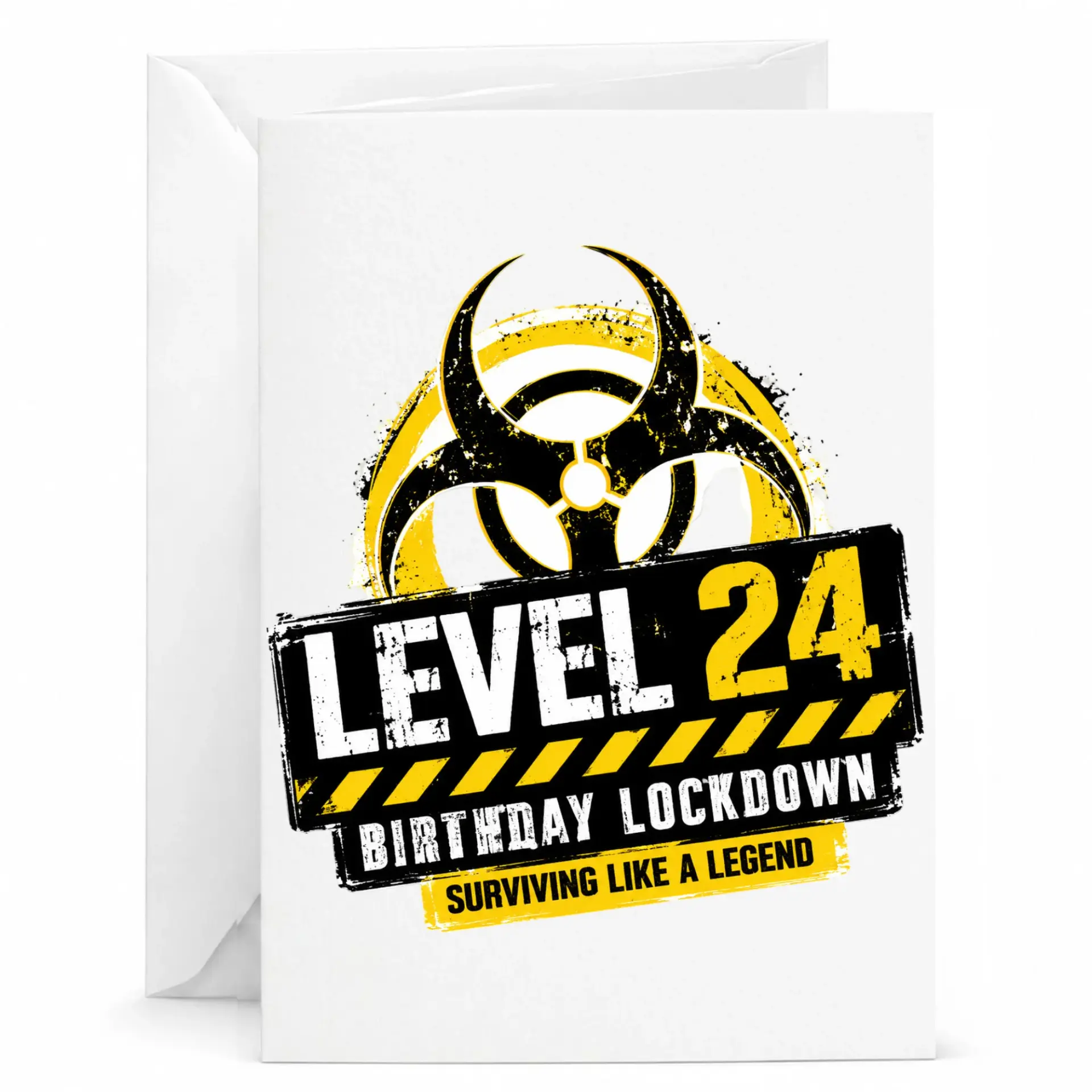 Funny Birthday Card Level 24 Birthday Lockdown Humor Greeting Card for Milestone Birthday Celebration with Envelope