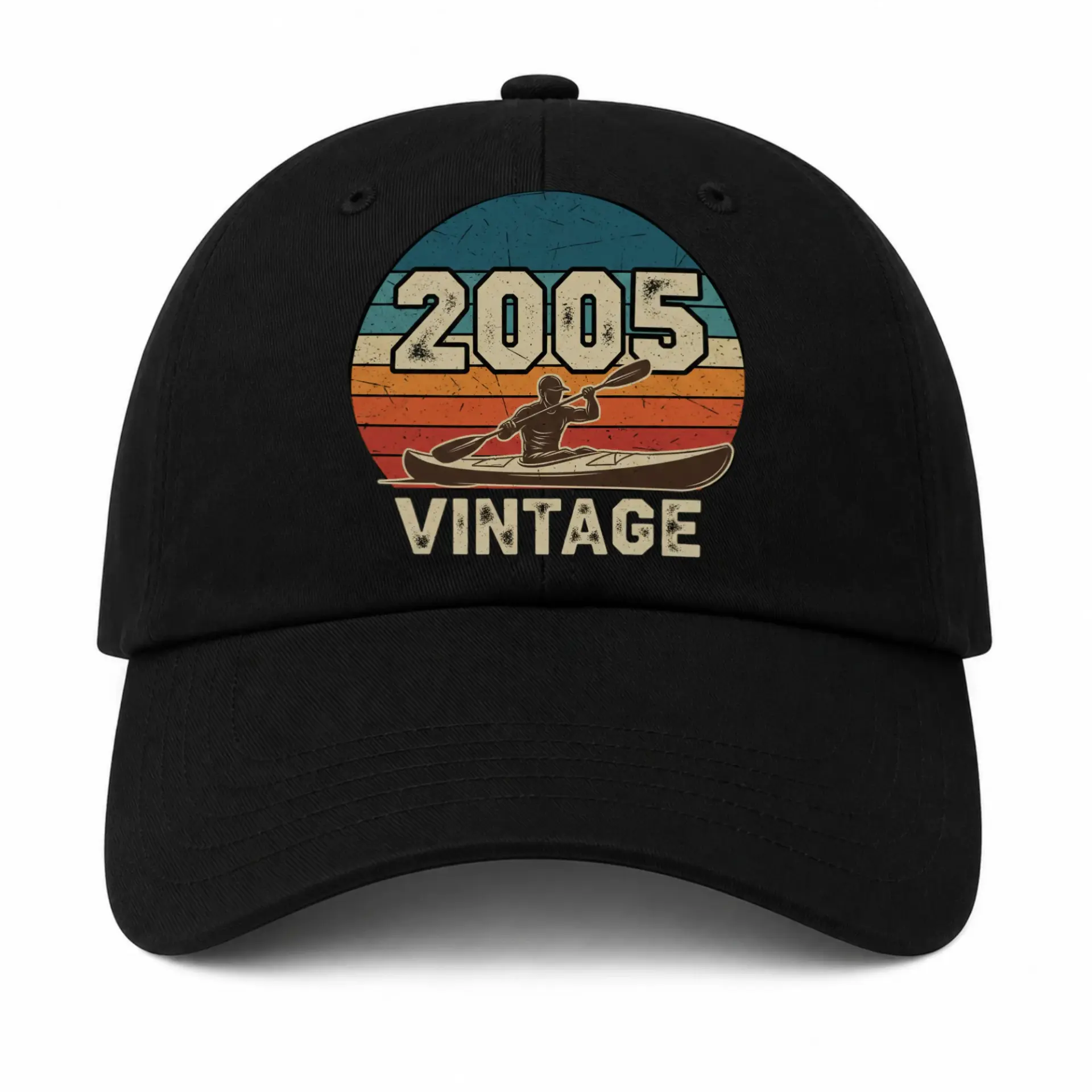 Baseball Cap Vintage Kayak Design Distressed Style Outdoor Sun Hat