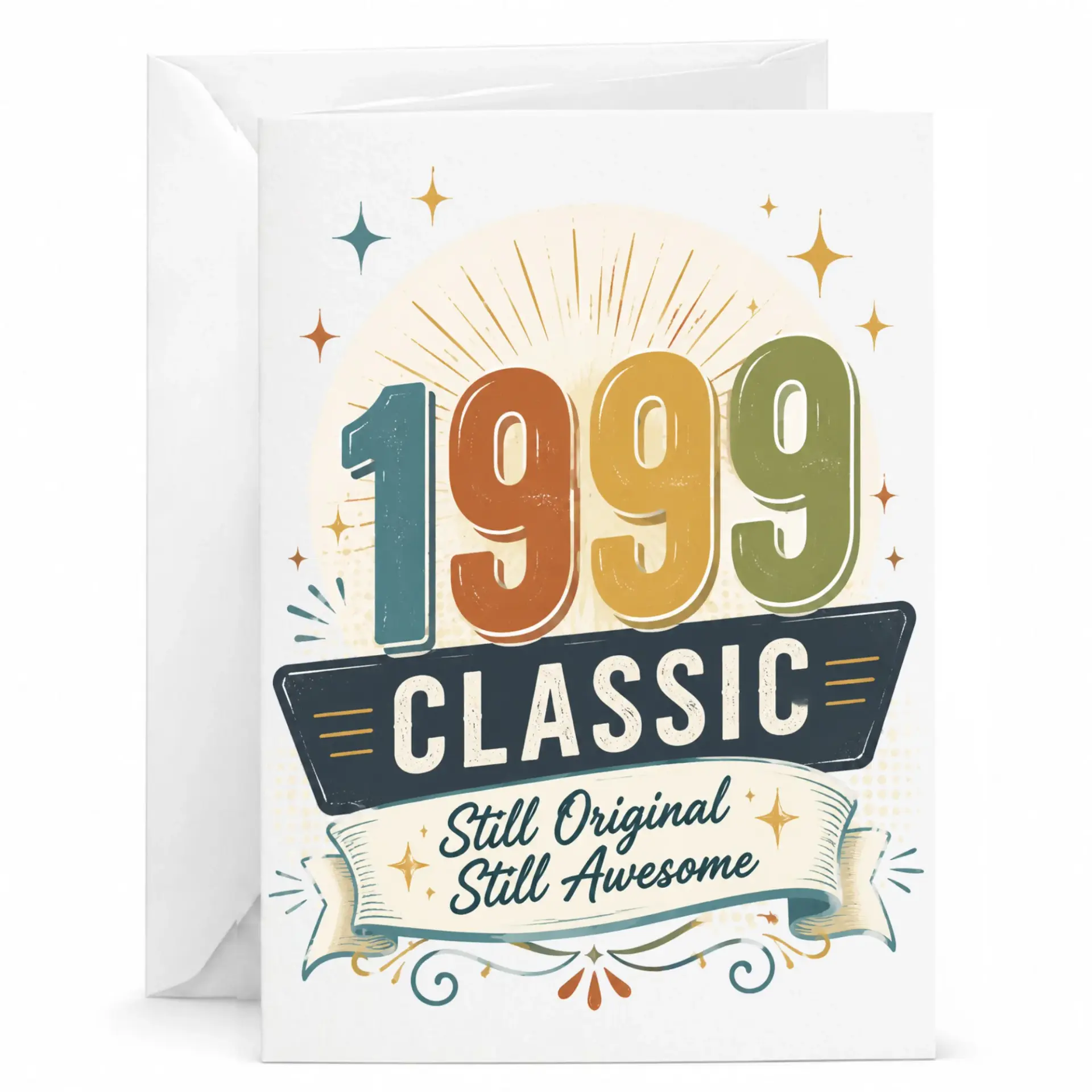 Birthday Card 1999 Classic Still Original Still Awesome Retro Vintage Style Greeting Card for Birthday Celebrations