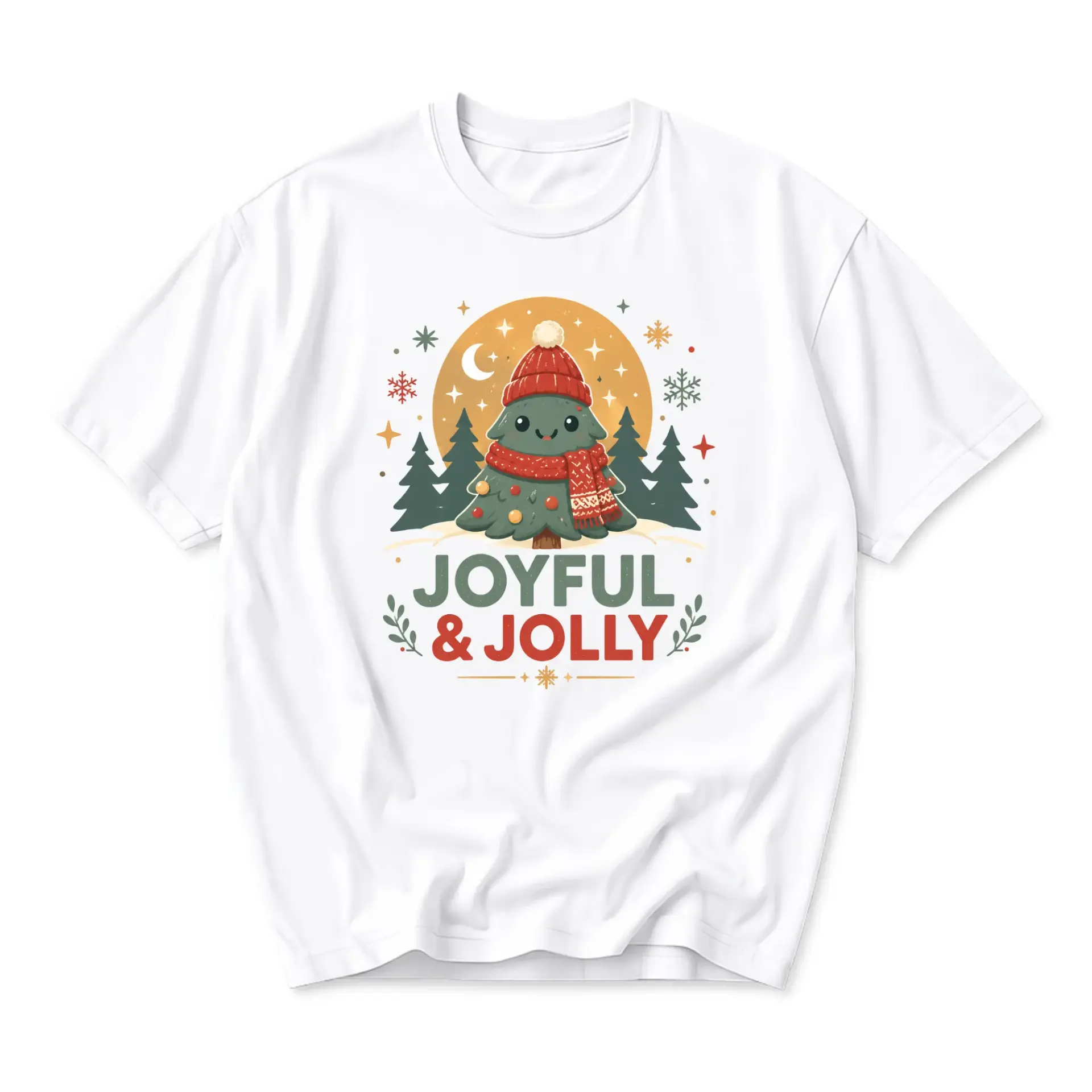 Graphic Tee Joyful and Tree Shirt Unisex Crew Neck Short Sleeve Casual