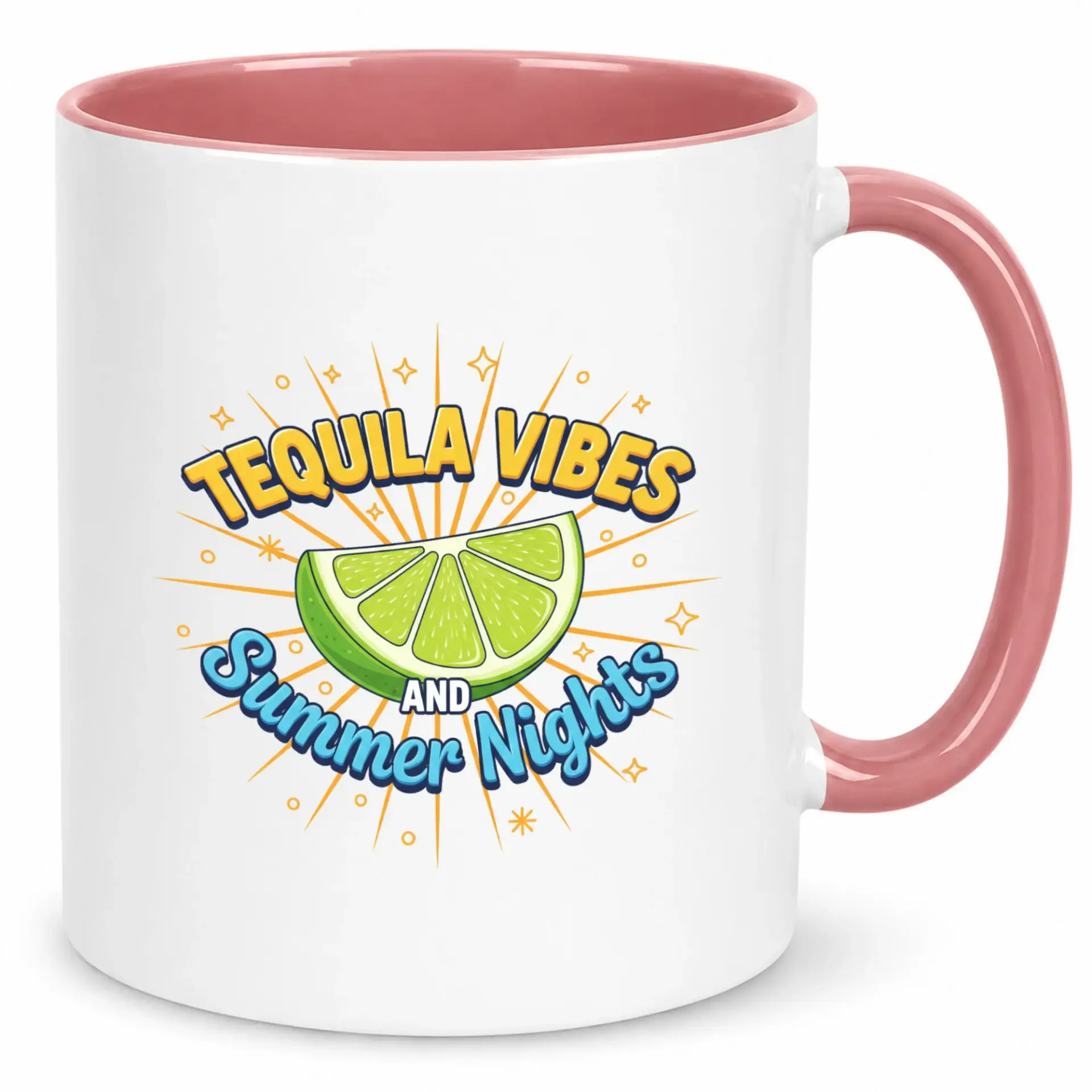 Funny Tequila Vibes Summer Nights Coffee Mug, Unique Ceramic Beverage Cup with Lime Design, Dishwasher Safe Hot Drink Gift for Friends and Coworkers