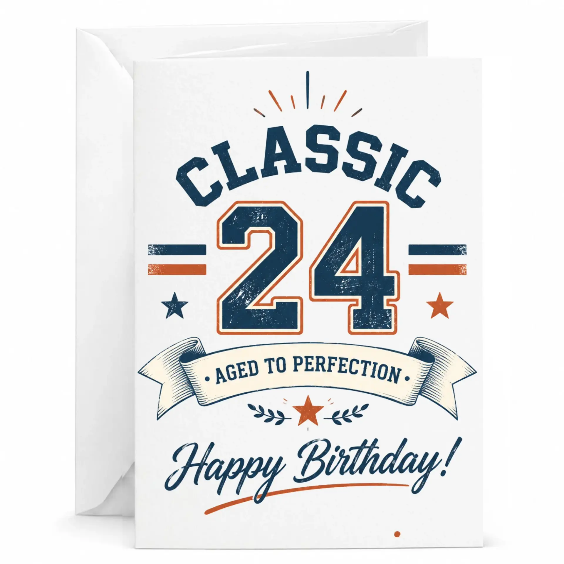 Birthday Card Classic 24 Aged to Perfection Vintage Style Greeting Card for Twenty Fourth Birthday Celebration