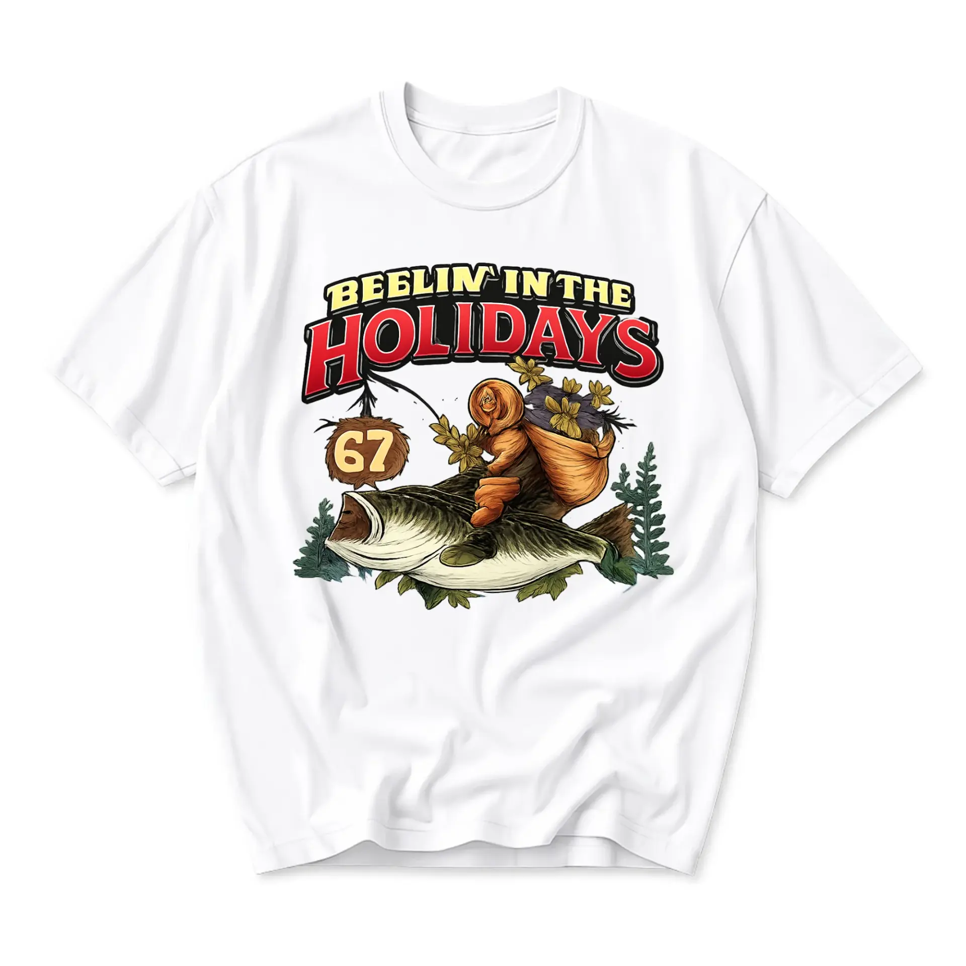Funny Shirt Beelin in the Holidays Graphic Tee Unisex Crew Neck Casual Cotton Blend Short Sleeve Apparel for Everyday
