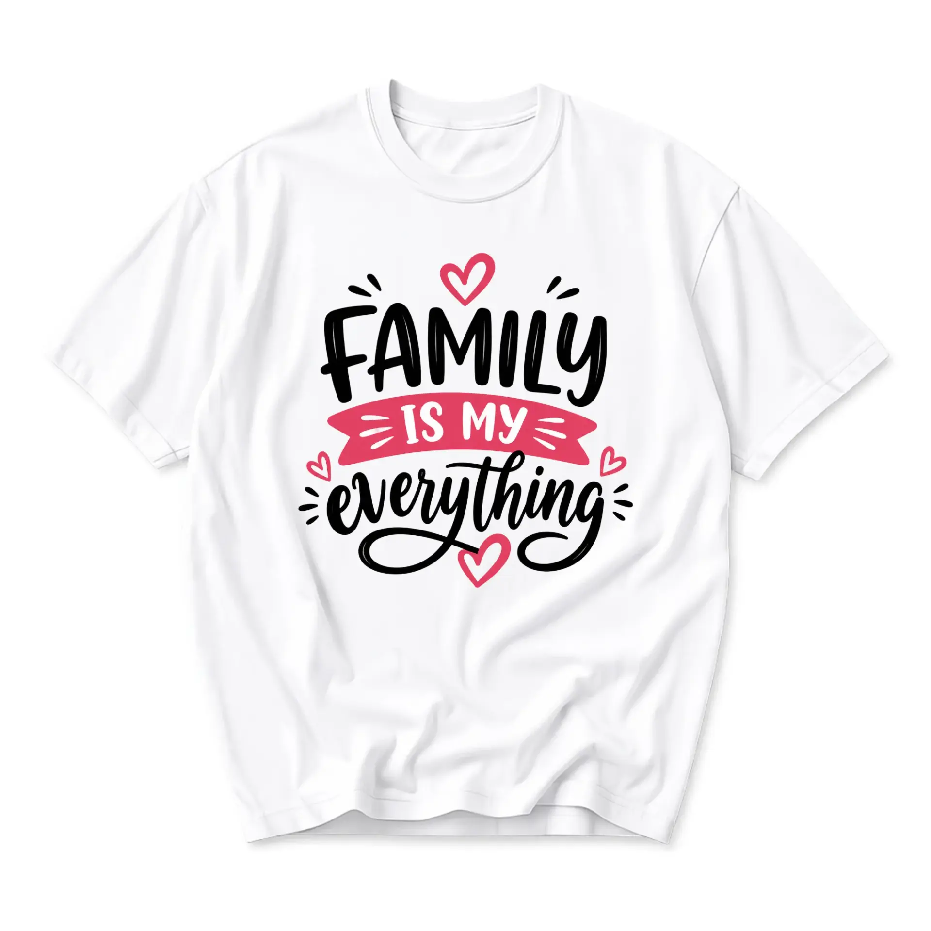 Graphic Tee Family Is My Everything Shirt Unisex Casual Crew Neck Apparel for Daily Wear and Thoughtful Heartfelt Gift