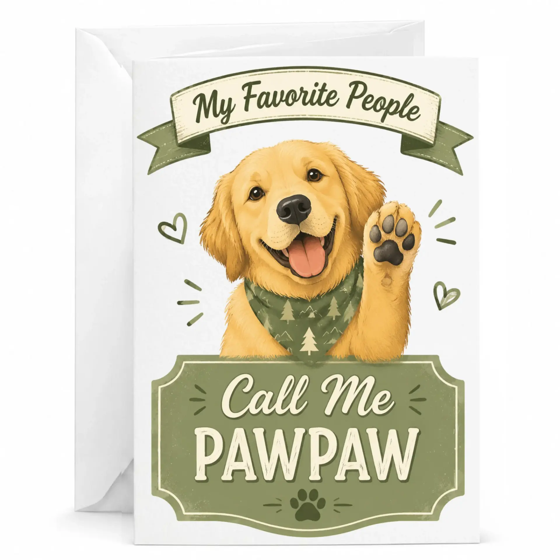 Funny Greeting Card My Favorite People Call Me Pawpaw Featuring a Cute Retriever Dog Illustration for All Occasions
