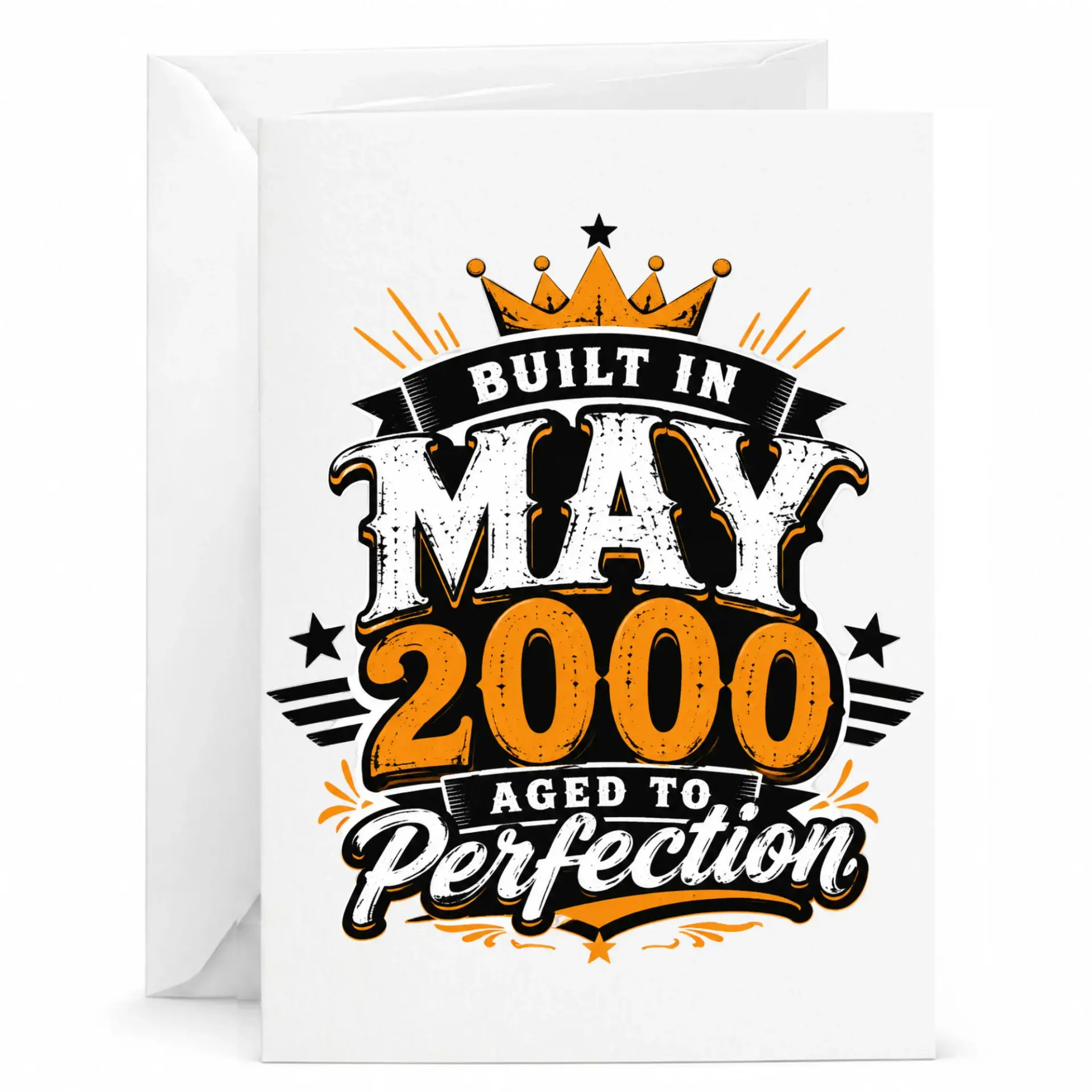 Birthday Card Built in May 2000 Aged to Perfection Greeting Card Vintage Style Typography Anniversary Stationery