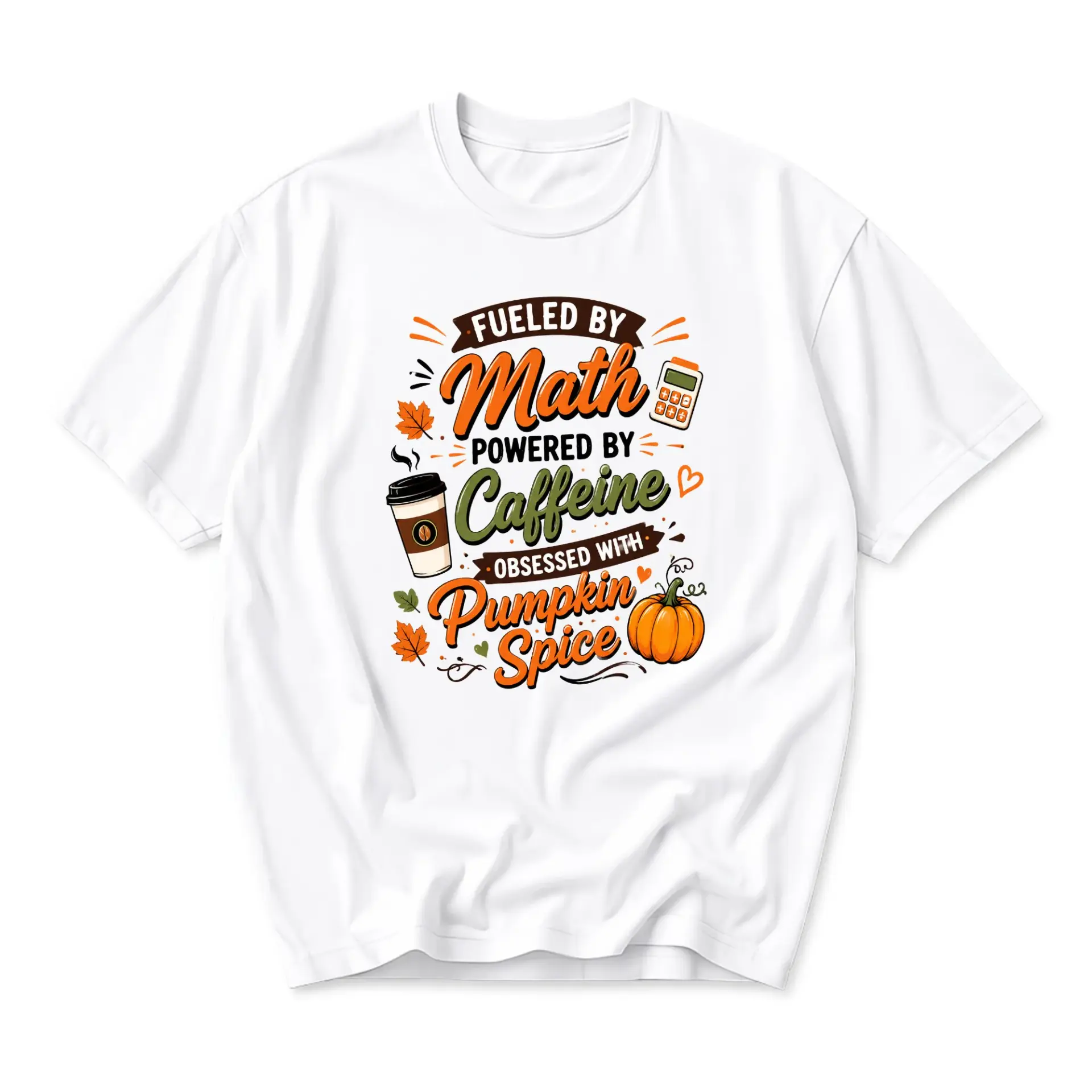 Funny Shirt Math Caffeine Pumpkin Spice Graphic Tee Unisex Cotton Crew Neck Casual Summer Fall Apparel for Math Lovers