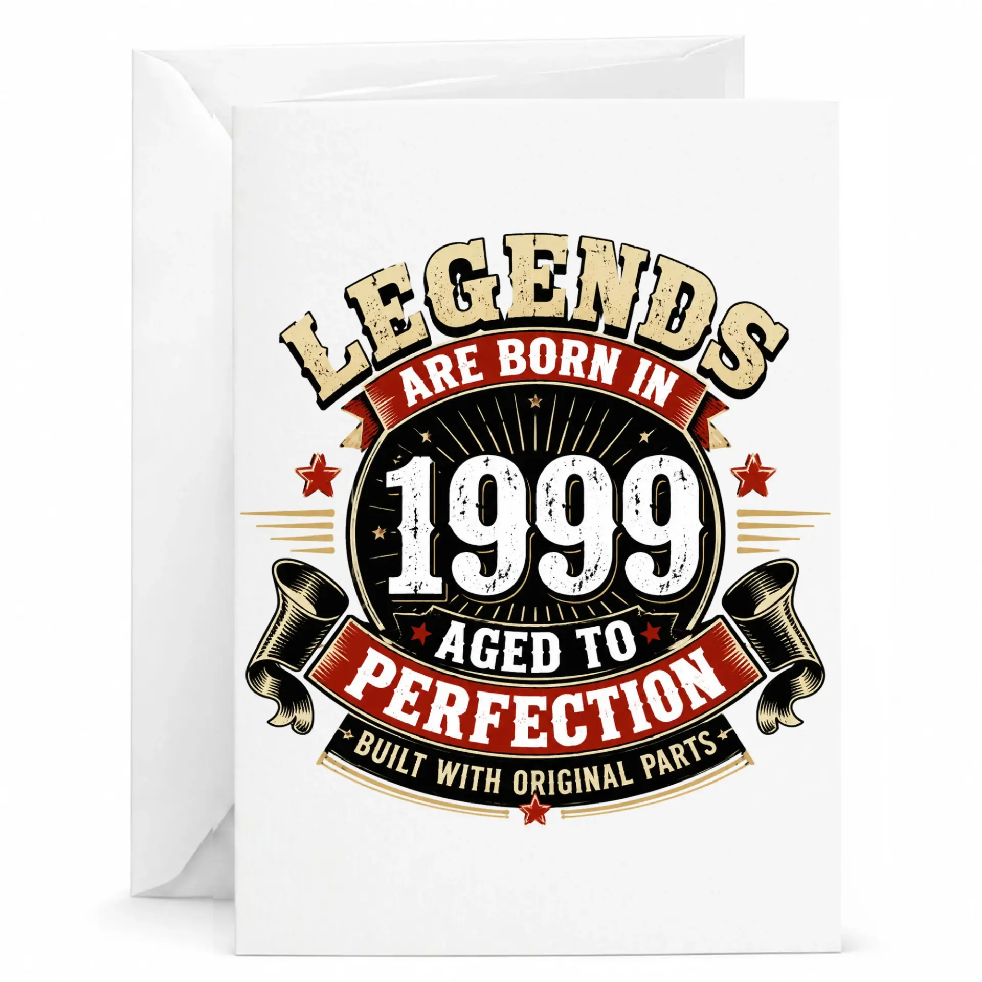 Birthday Card Legends Are Born in 1999 Aged to Perfection Vintage Style Greeting Card for Milestone Celebration
