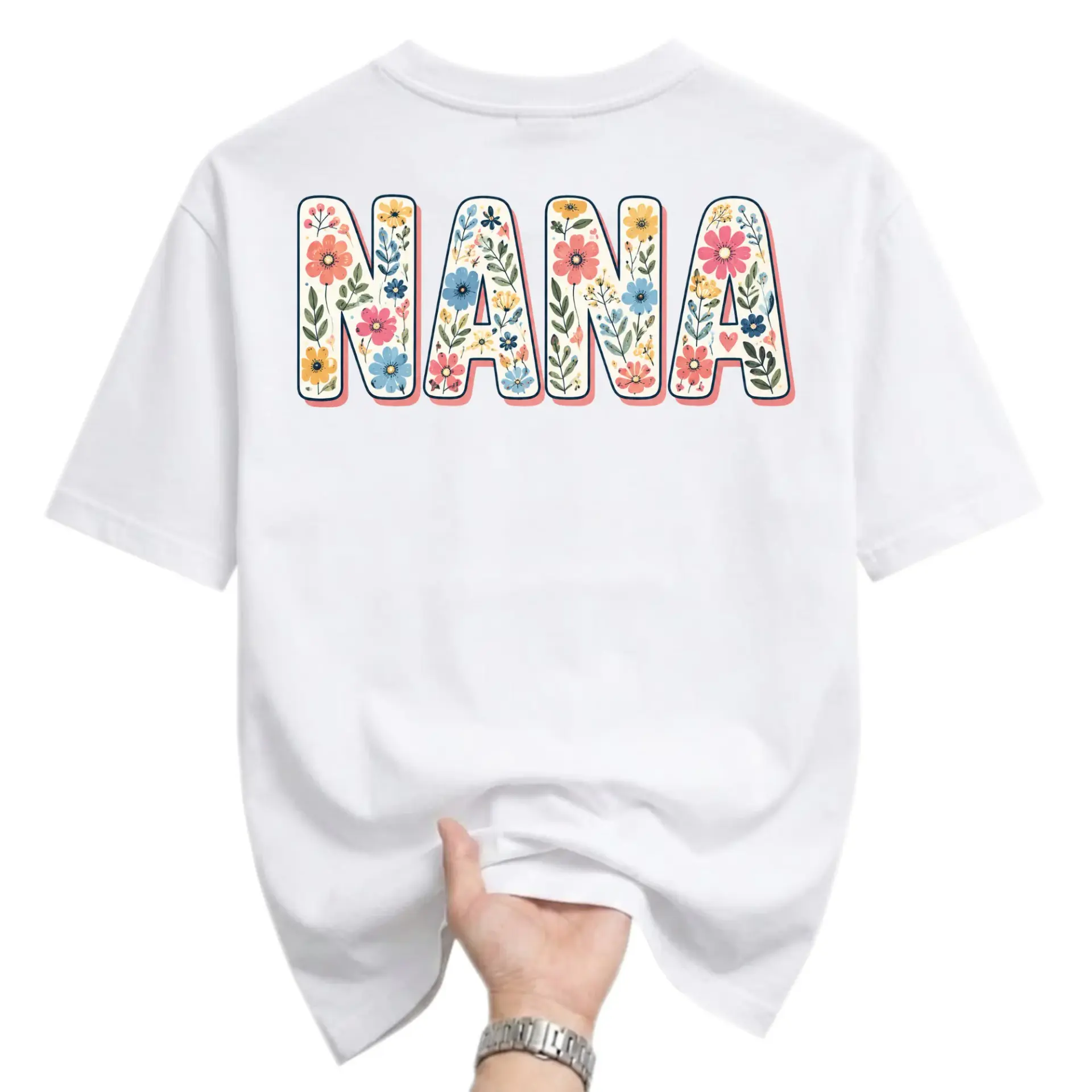 Graphic Tee Nana Floral Typography Design Unisex Crew Neck Everyday Casual T-Shirt Comfortable Summer Apparel