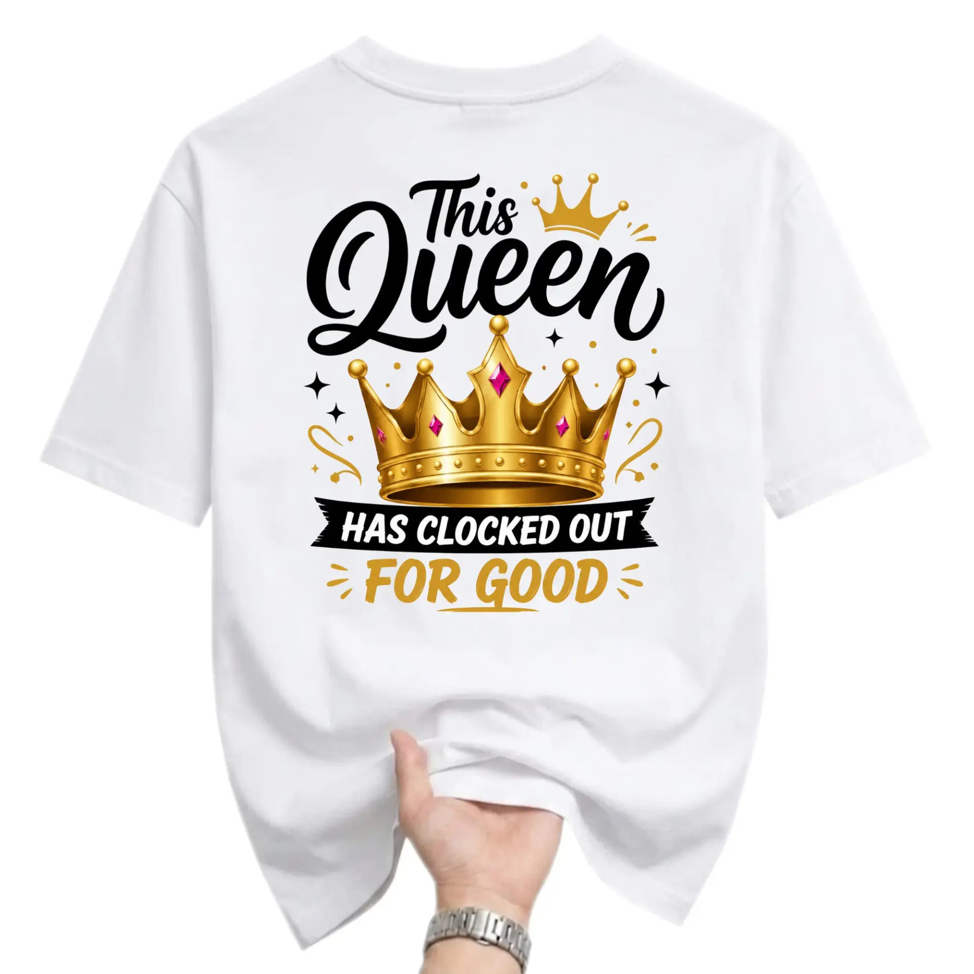Funny Shirt This Queen Has Clocked Out for Good Graphic Tee Casual Unisex