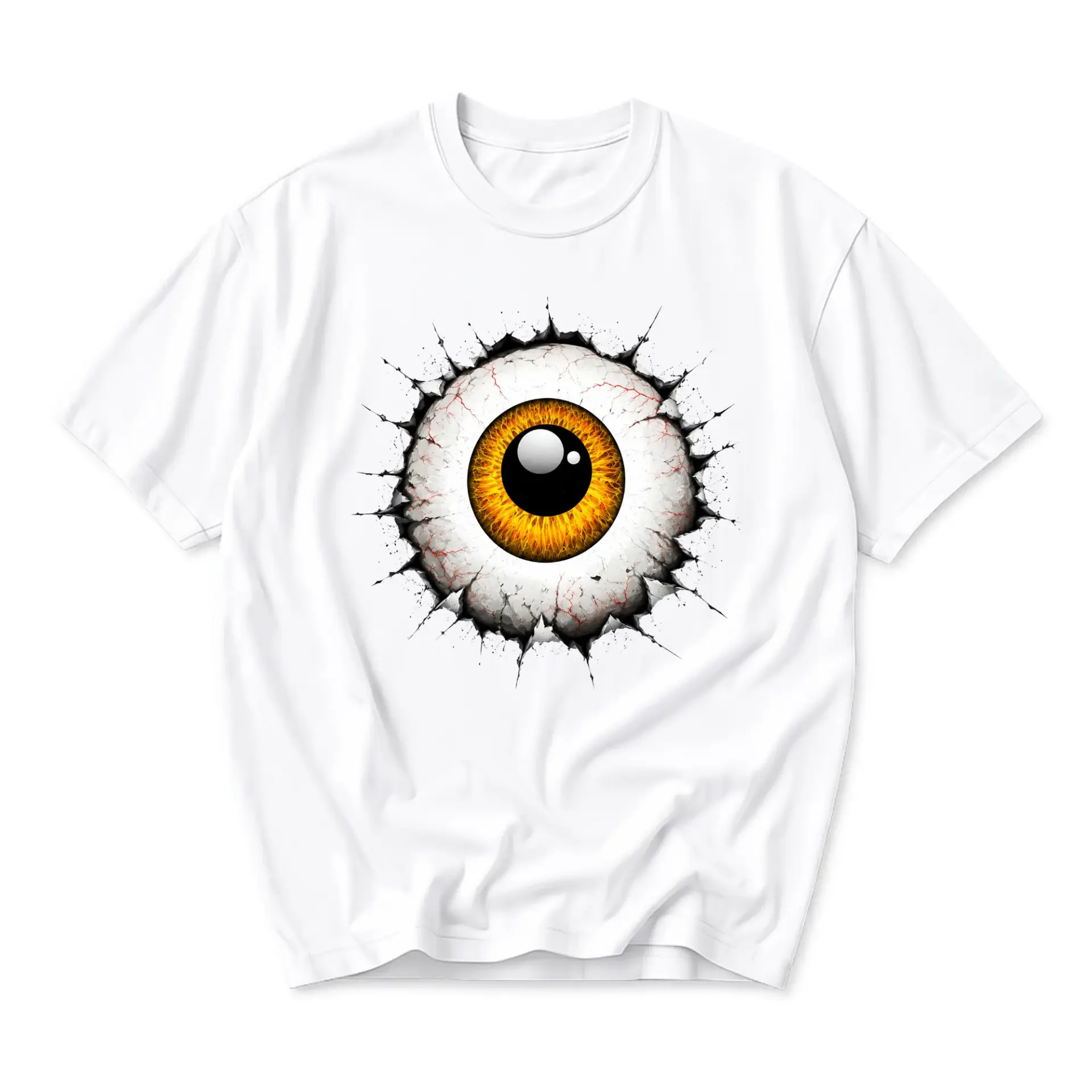 Graphic Tee Unisex Crew Neck T-Shirt Featuring a Realistic Human Eyeball Illustration for Everyday Casual Wear