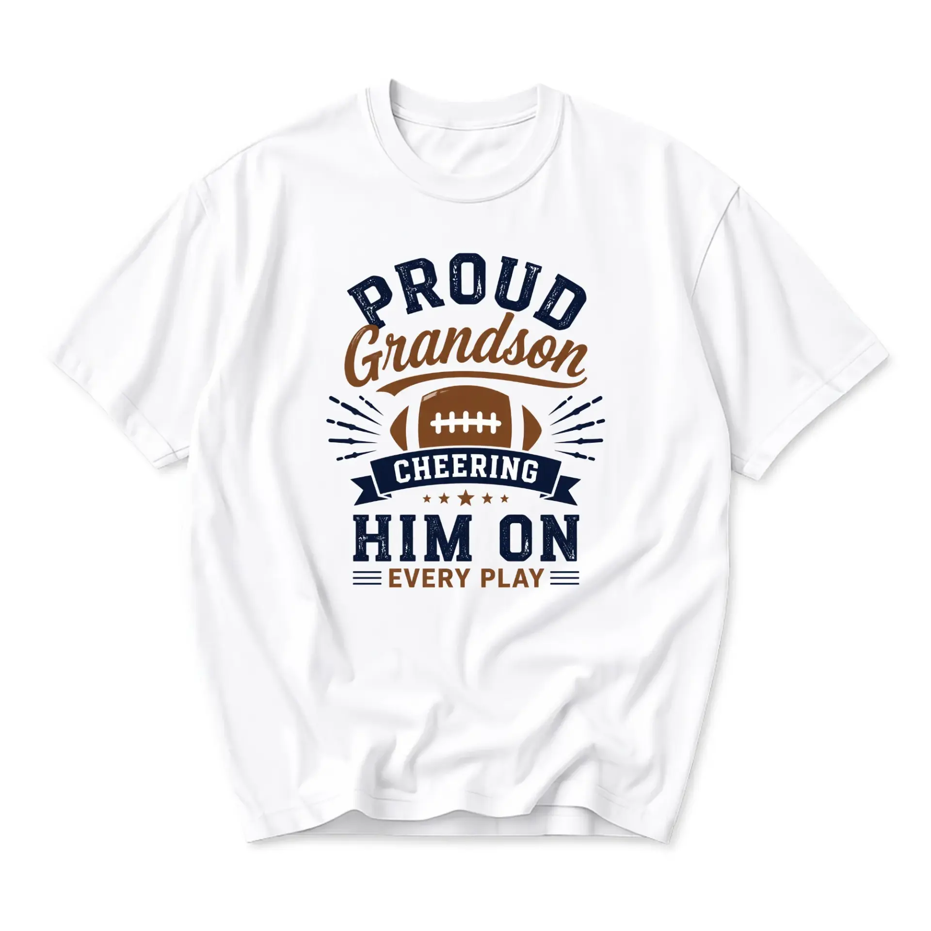 Graphic Tee Proud Grandson Cheering Him on Every Play Football Fan Unisex Short Sleeve Crew Neck Casual Shirt