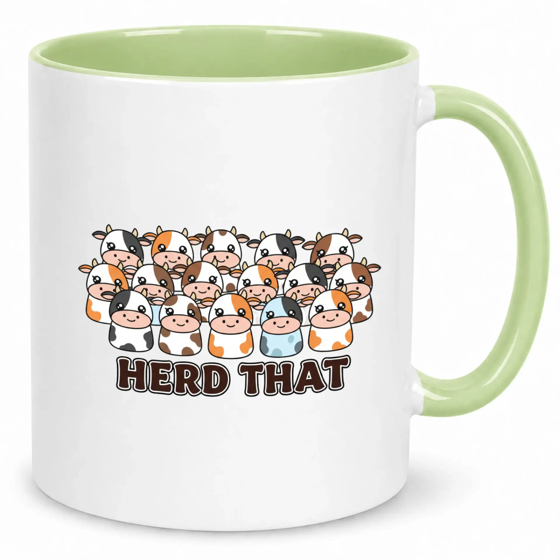 Funny Cow Herd Pun Ceramic Coffee Mug Cute Animal Novelty Cup with 'herd That' Design for Lovers Home and Office 11oz or 15oz