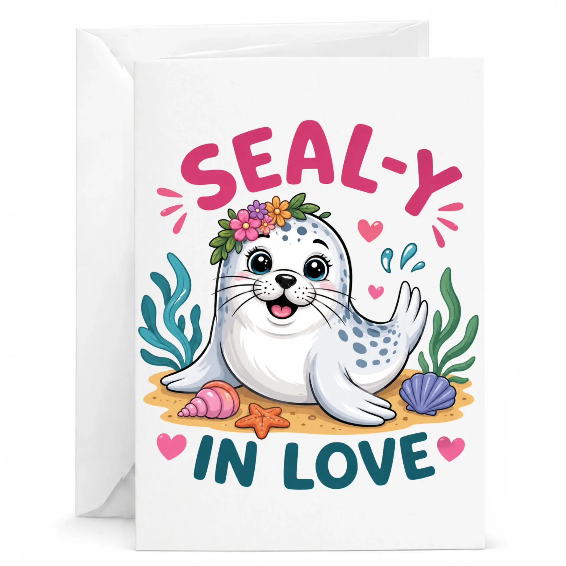 Personalized Greeting Card Funny Pun Illustration Sea Animal