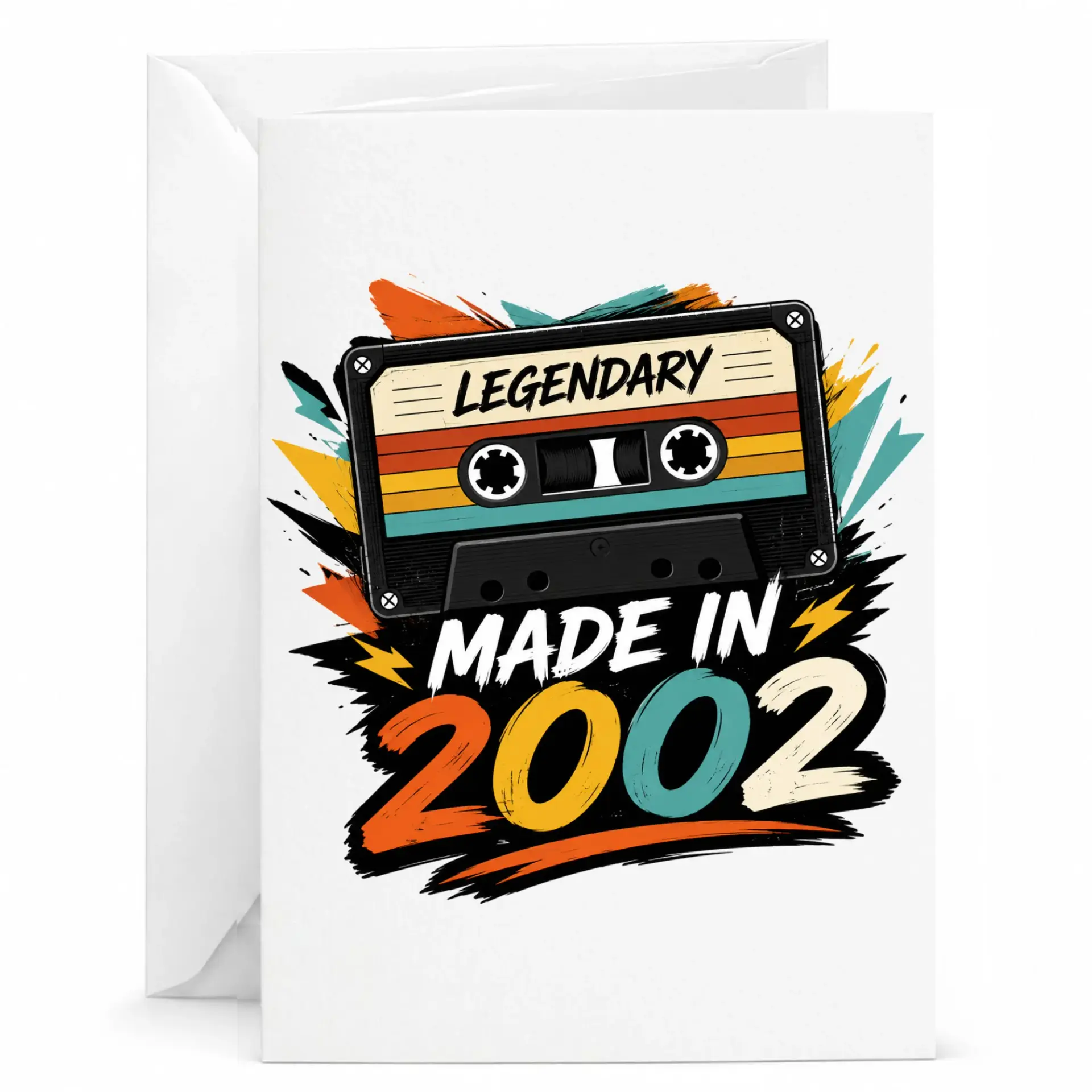 Greeting Card Legendary Made in 2002 Retro Cassette Tape Design for Birthdays and Special Milestone Celebrations
