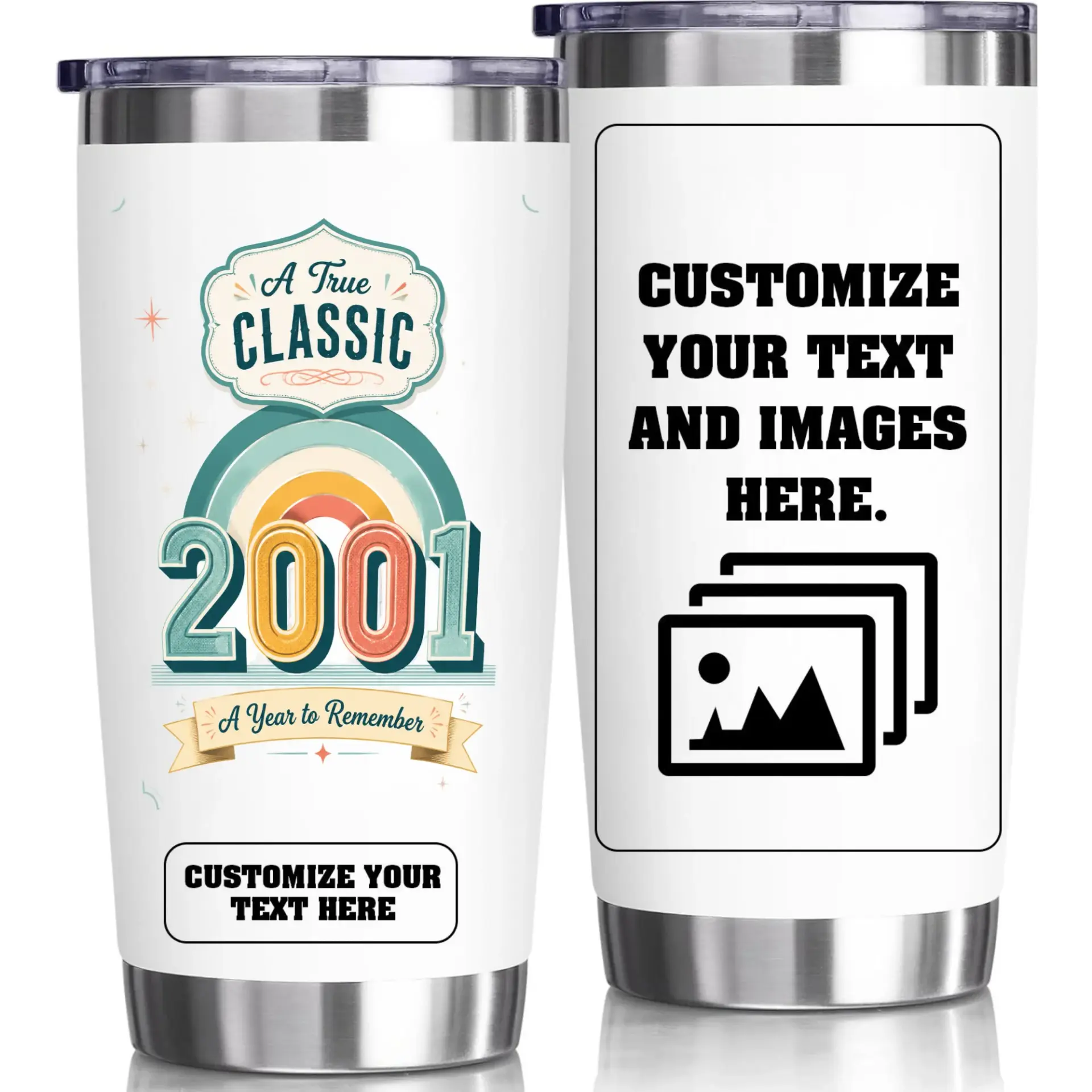 Stainless Steel Tumbler 20oz Vacuum Insulated Cup Personalized Retro 2001 a True Classic Design for Hot Cold Drinks