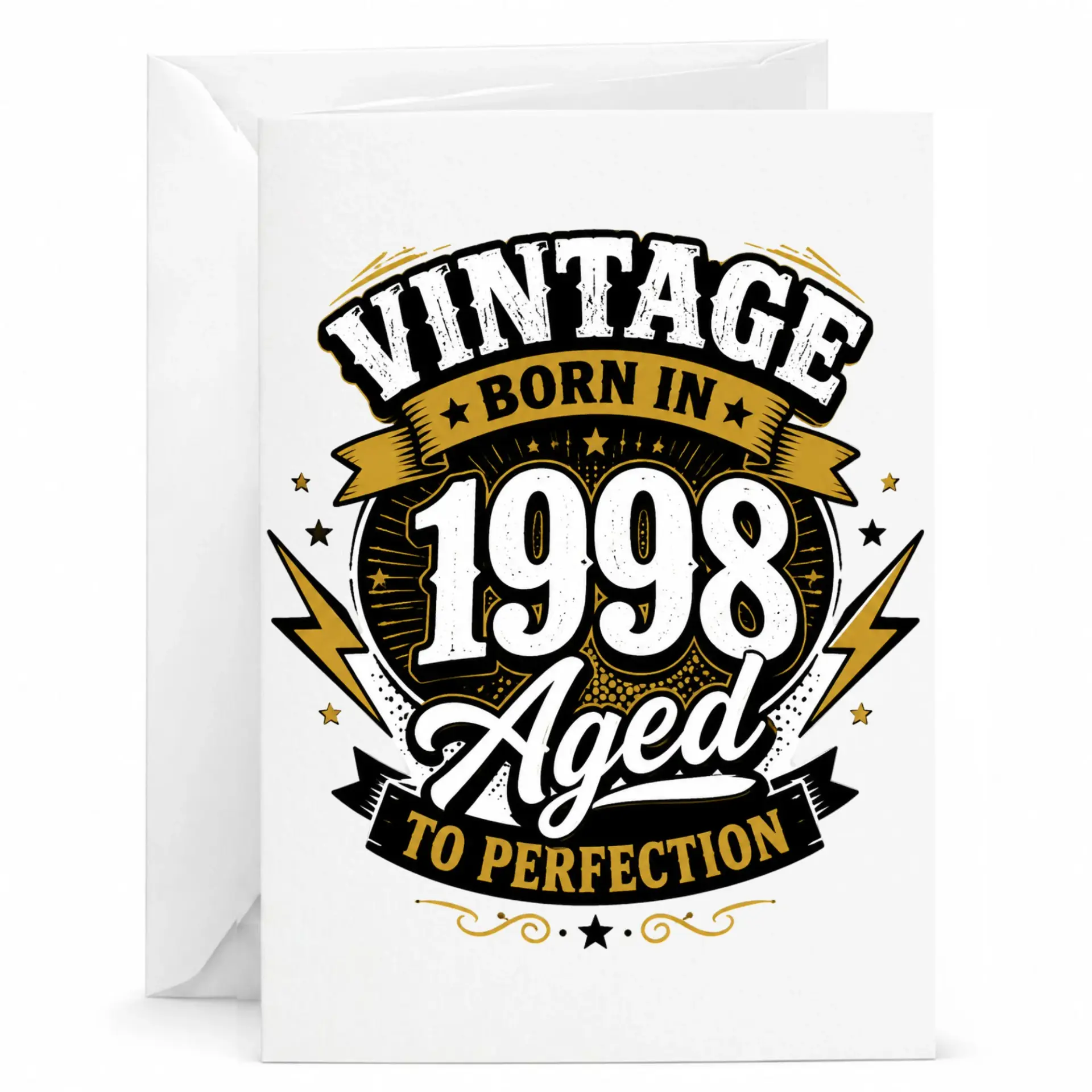 Birthday Card Vintage 1998 Aged to Perfection Greeting Card for Birthdays Milestone Celebration with Matching Envelope
