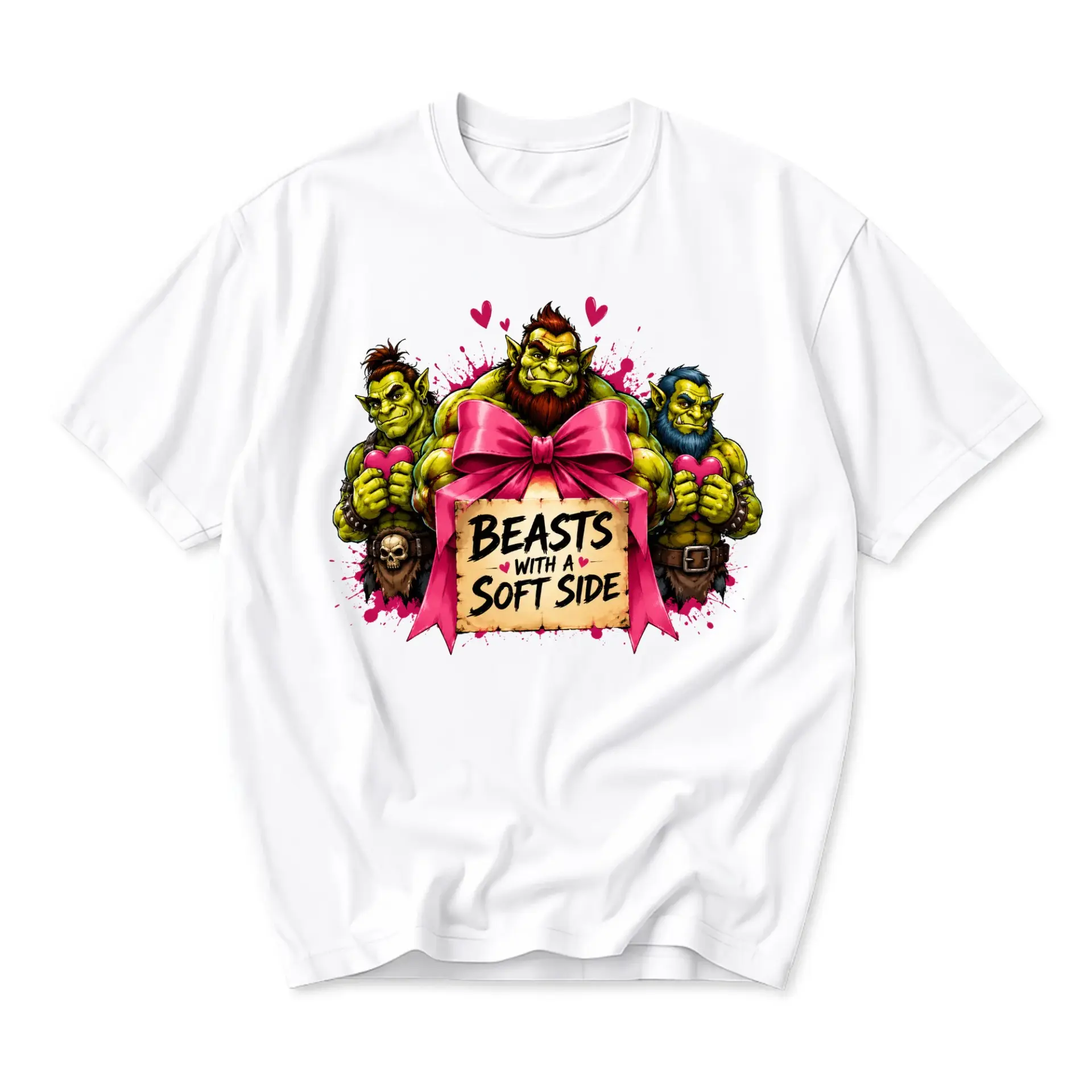 Funny Shirt Beasts with a Soft Side Graphic Tee Unisex Crew Neck Casual Everyday Wear Soft Cotton Blend T-Shirt