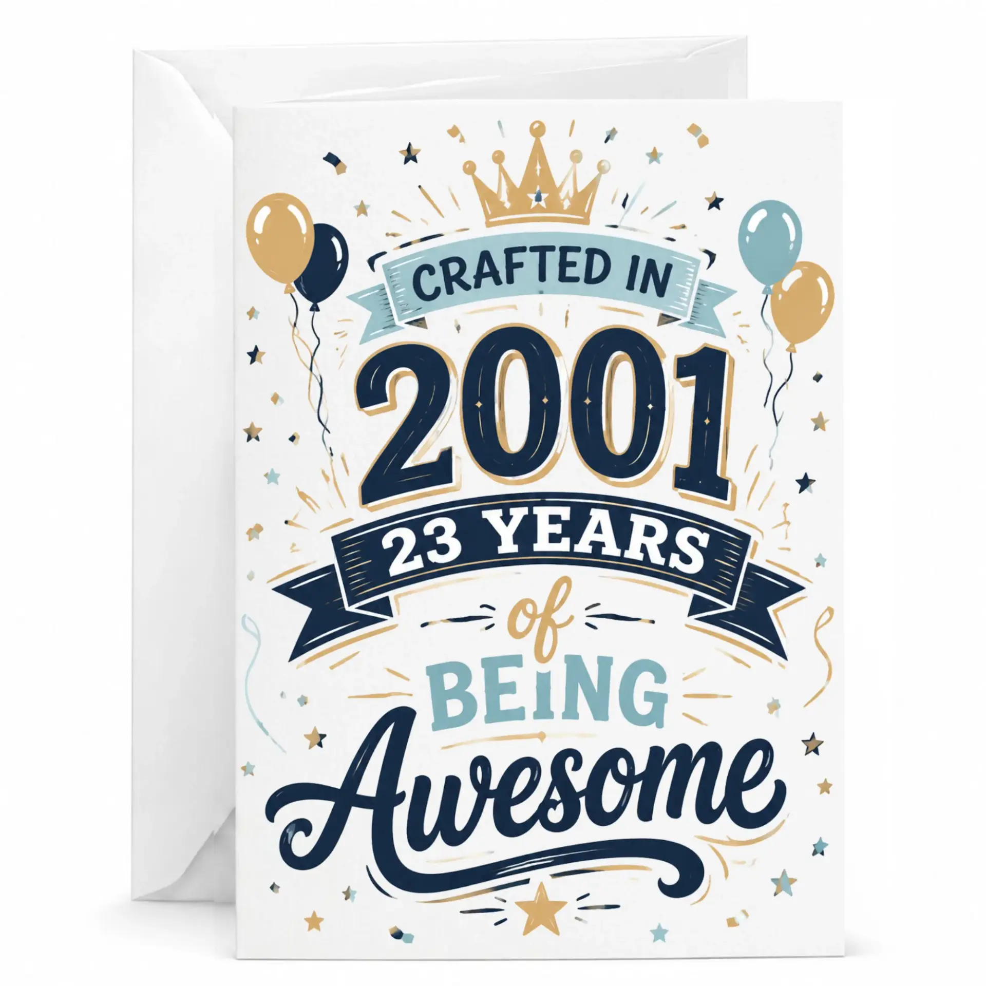 Birthday Card 23 Years of Being Awesome Crafted in 2001 Vintage Style Celebration Greeting Card for Milestone Birthday