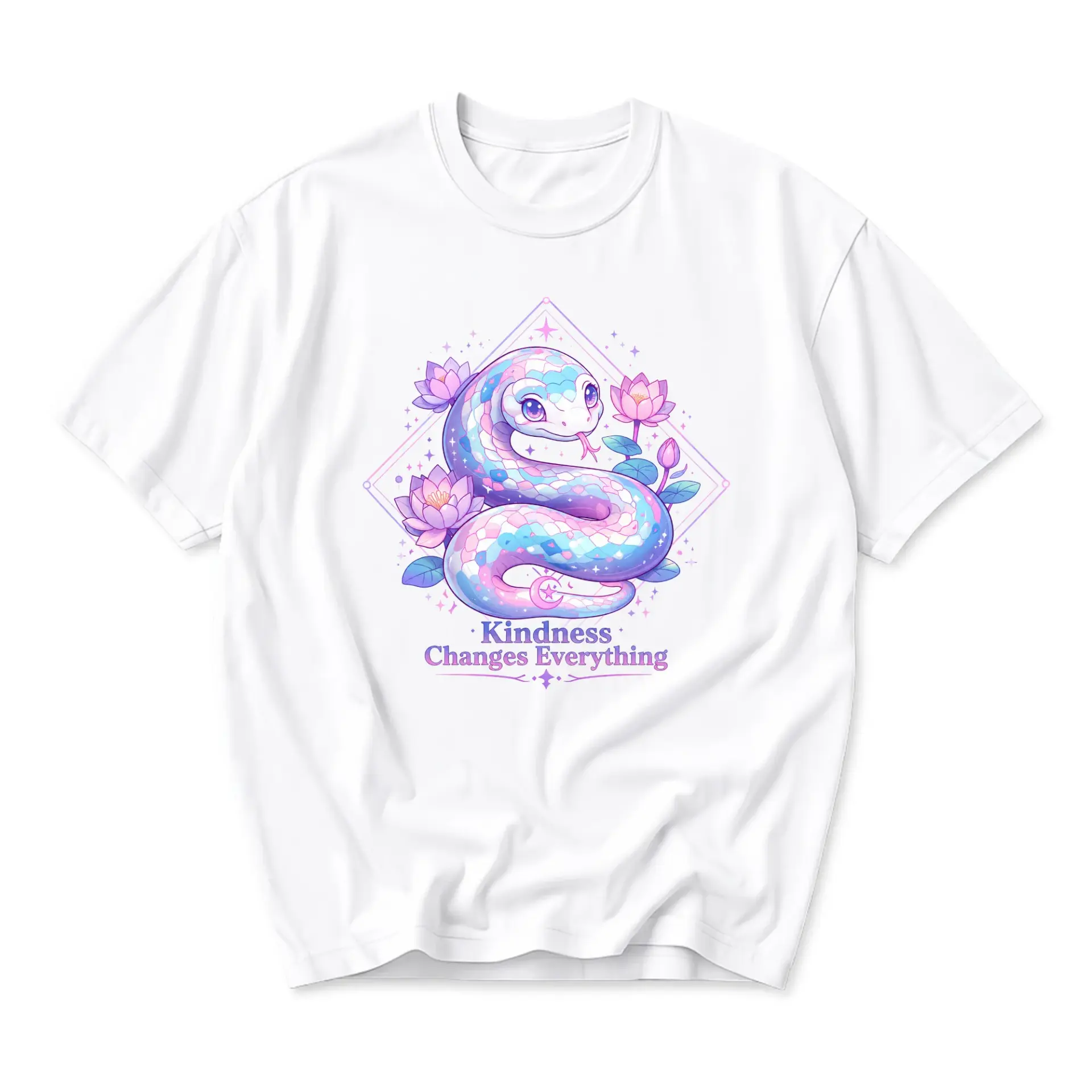 Graphic Tee Unisex Casual Shirt Kindness Changes Everything Snake Lotus Flower Aesthetic Spiritual Positive Message Top
