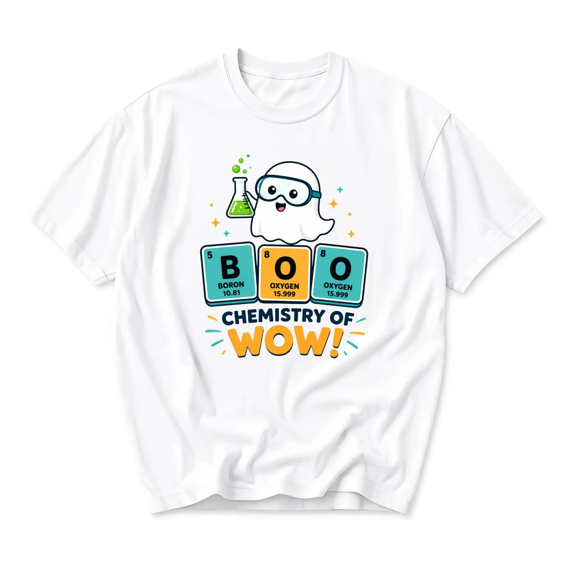 Funny Shirt Science Periodic Table Boo Chemistry of Wow Graphic Tee Unisex Crew Neck Apparel for Casual Everyday Wear
