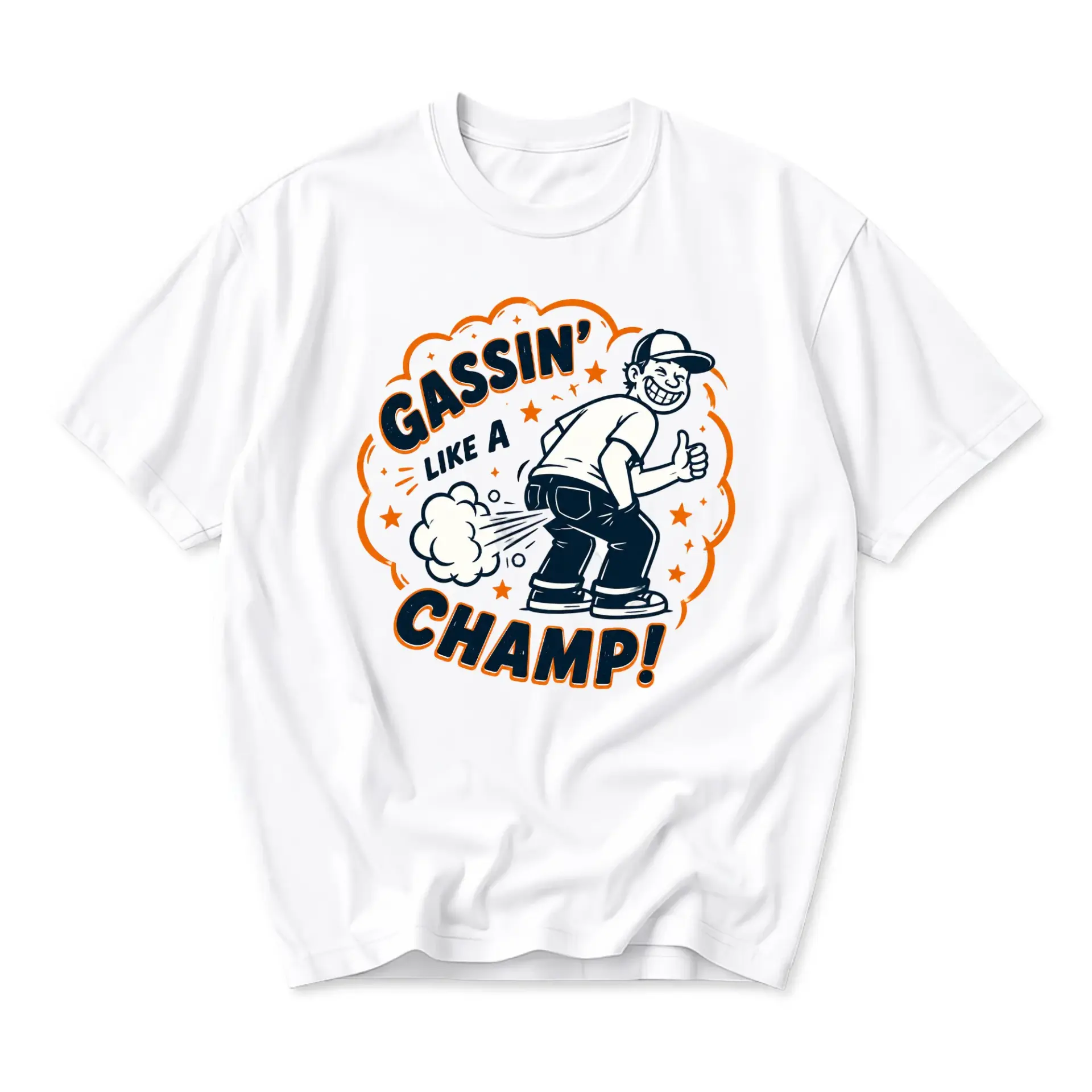 Funny Shirt Gassin Like a Champ Graphic Tee Unisex Casual Crew Neck T-Shirt Humorous Cotton Blend Streetwear Top
