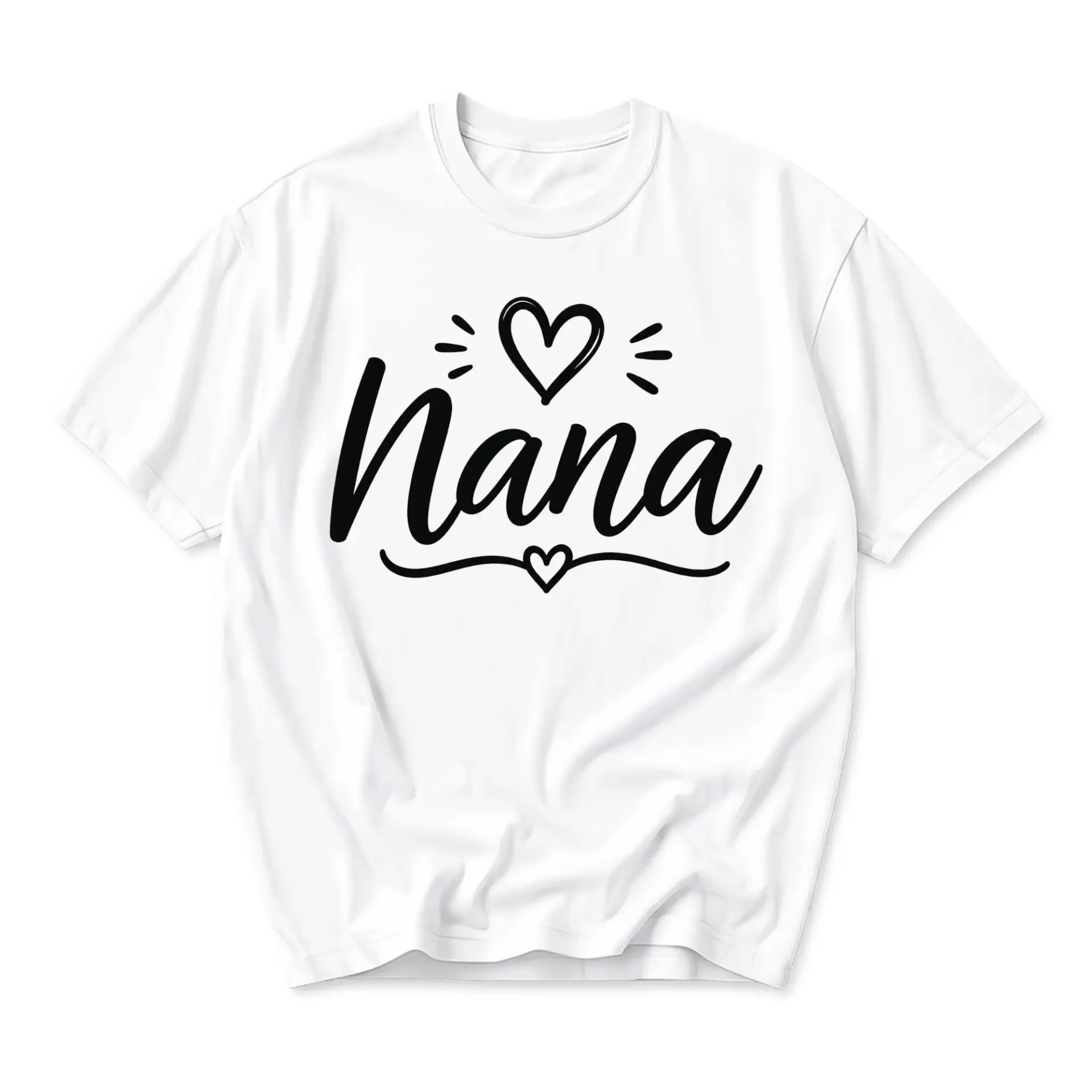 Graphic Tee Nana Heart Design Unisex Casual Everyday Crew Neck Soft Cotton