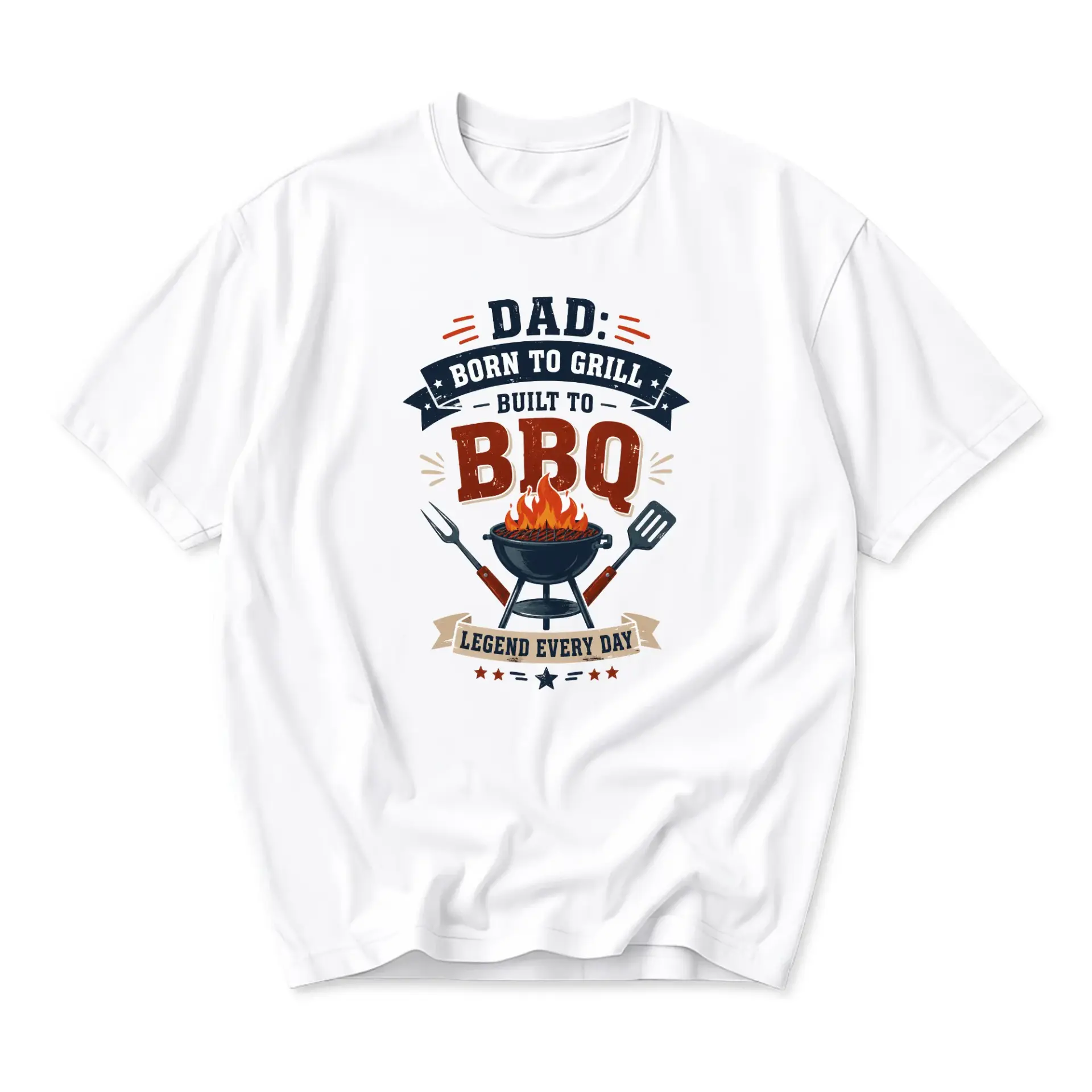 Funny Shirt for Men Born to Grill Built to Bbq Graphic Tee Casual Short Sleeve Cotton Blend Unisex Crew Neck Top