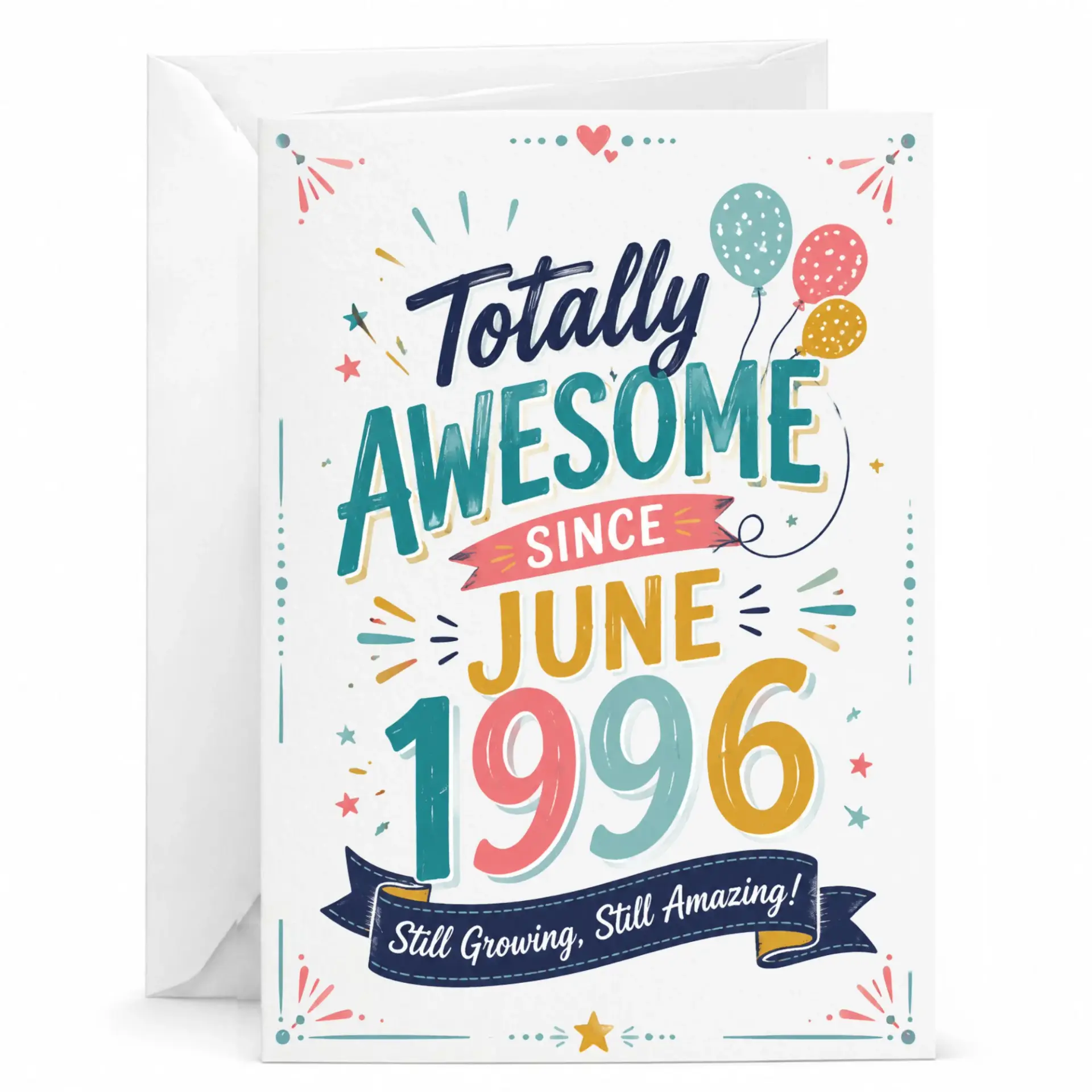 Birthday Card Totally Awesome Since June 1996 Decorative Typography Greeting Card for Milestones and Celebrations