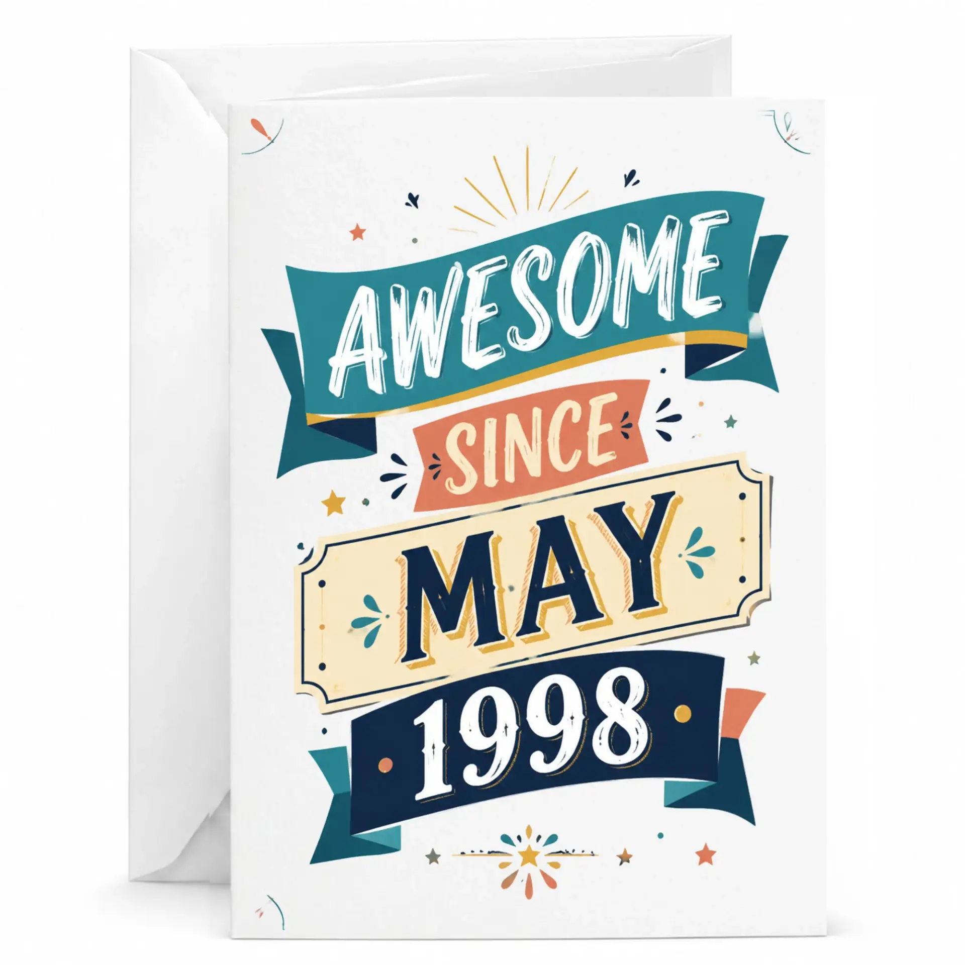 Birthday Card Awesome Since May 1998 Vintage Style Greeting Card for Milestone Celebration