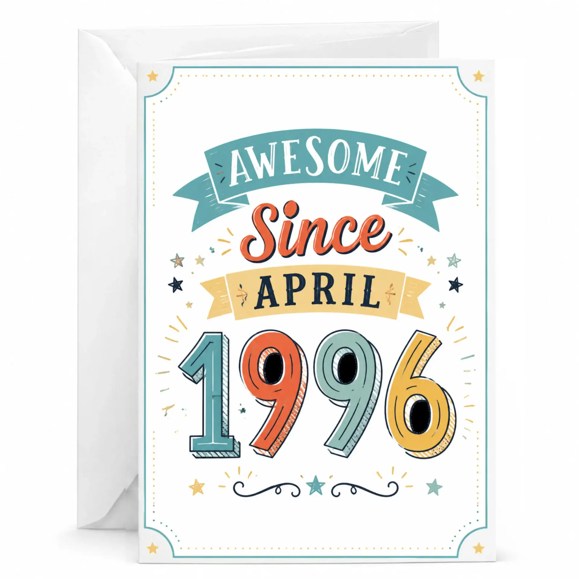 Birthday Card Awesome Since April 1996 Vintage Inspired Greeting Card for Milestone Birthdays Anniversary Celebration
