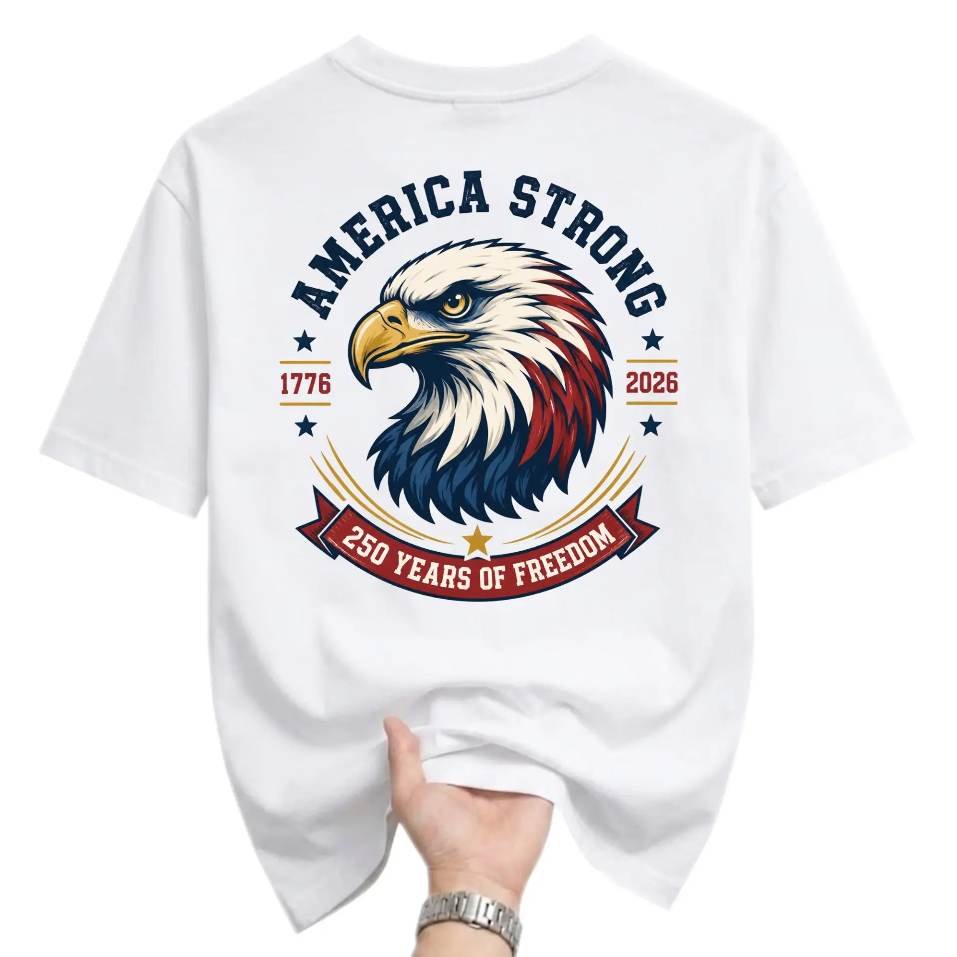 T-shirt America Strong Eagle Graphic Tee 1776 to 2026 250 Years of Freedom Patriotic Unisex Casual Crew Neck Short Sleeve