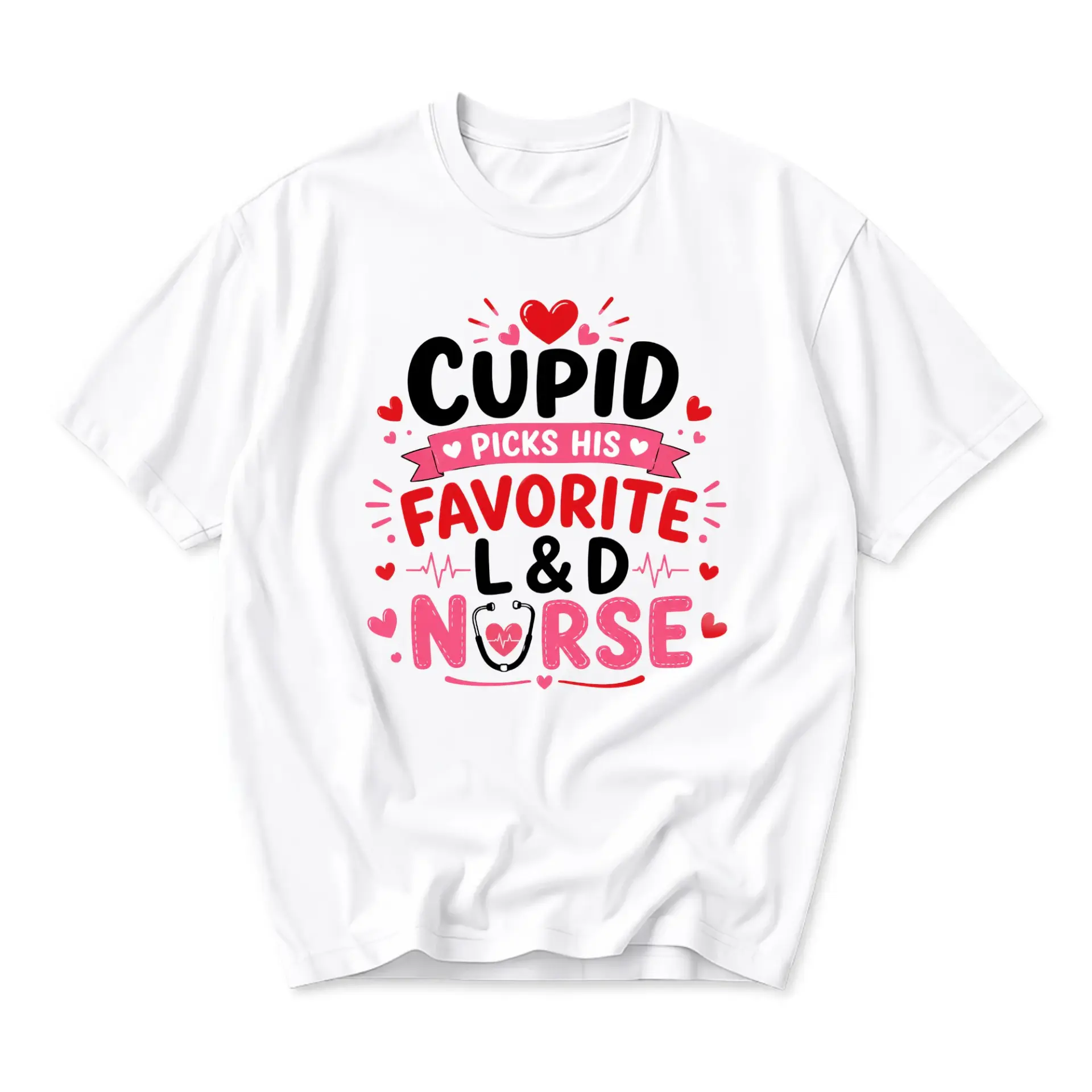 Funny Shirt Cupid Picks His Favorite L&d Nurse Graphic Tee Medical Professional Valentine Casual Apparel Unisex Top