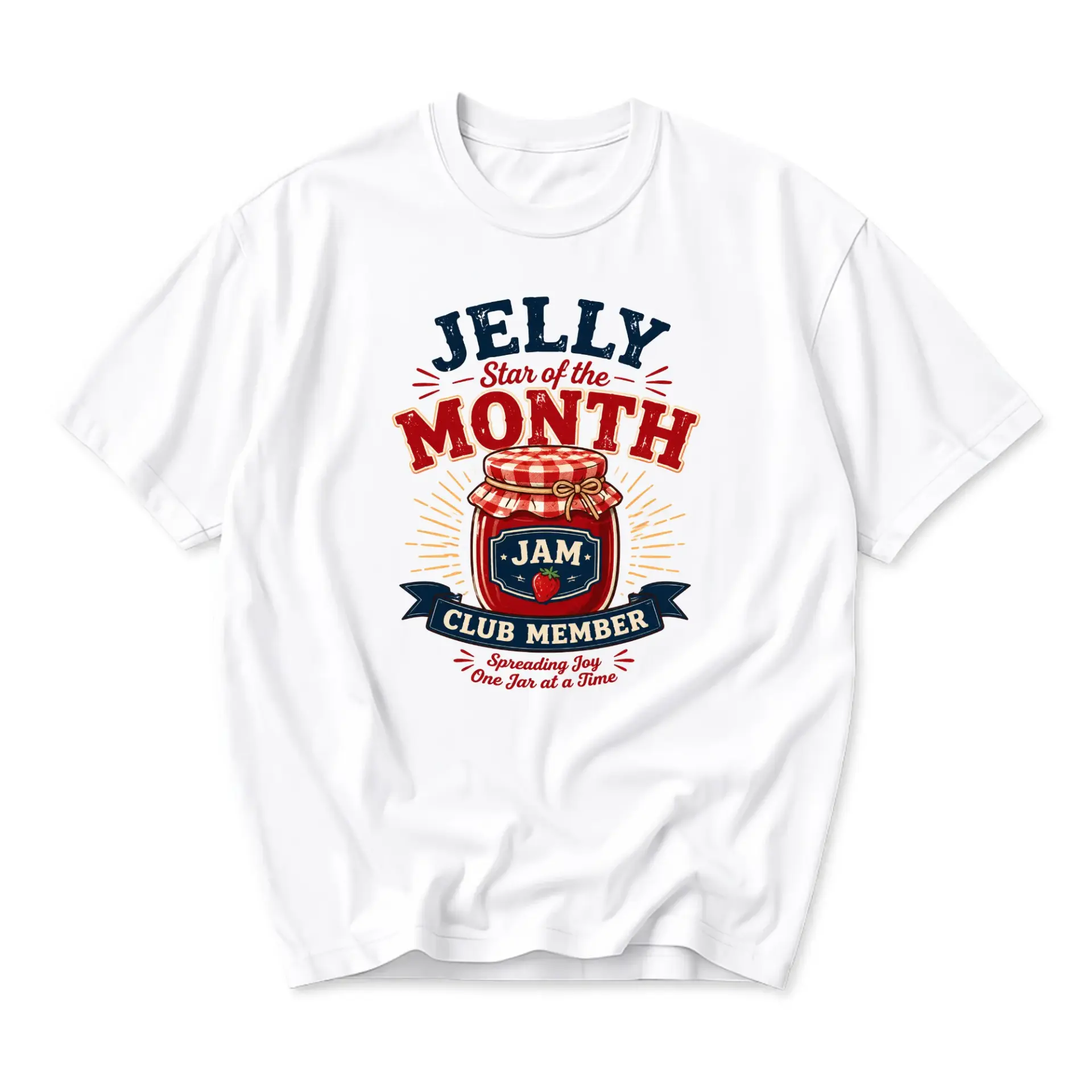 Graphic Tee Jelly Star of the Month Club Member Strawberry Jam Food Pun Unisex Casual Crew Neck Soft Cotton Shirt