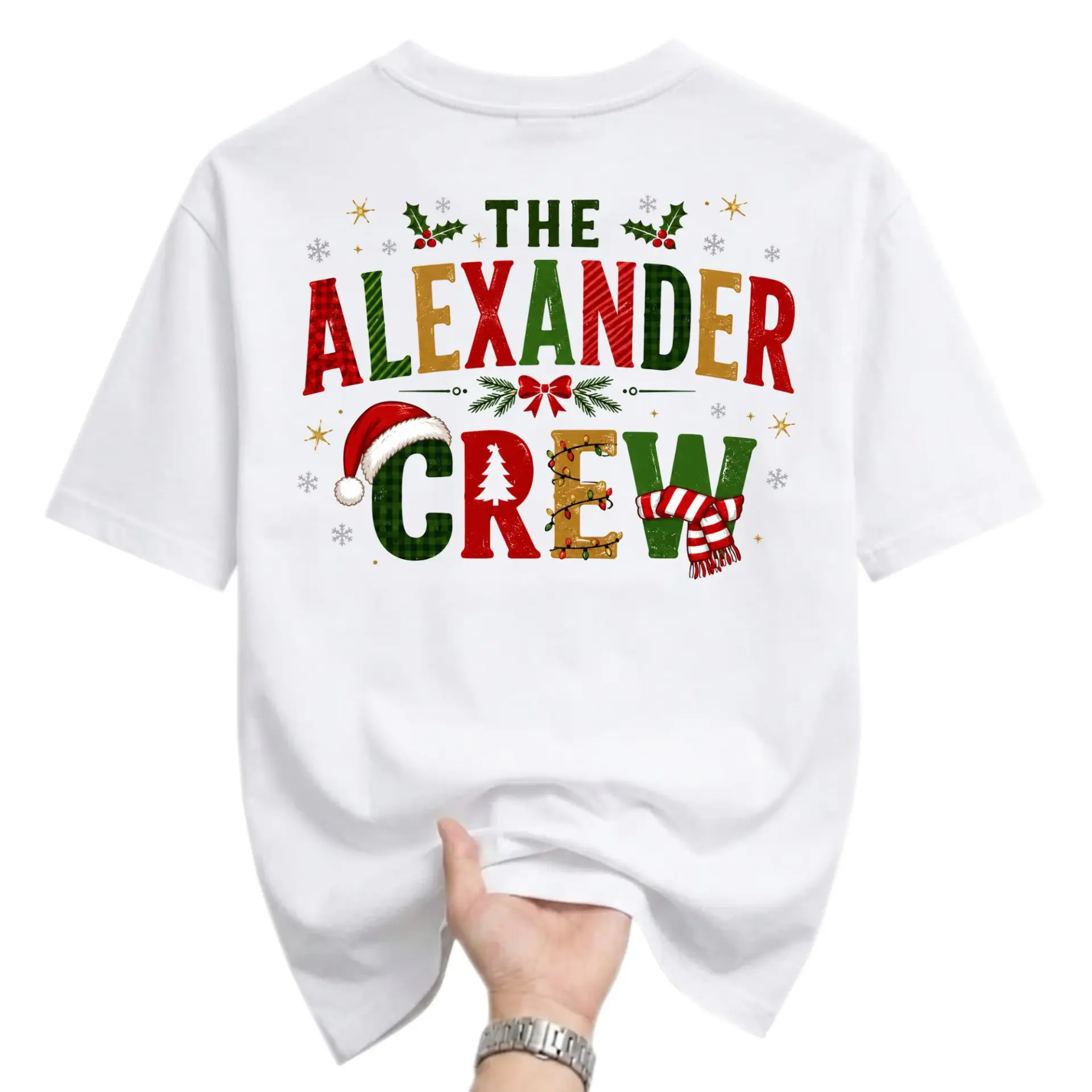 Graphic Tee the Alexander Crew Christmas Holiday Seasonal Unisex Shirt Comfortable Casual Apparel White Cotton Blend
