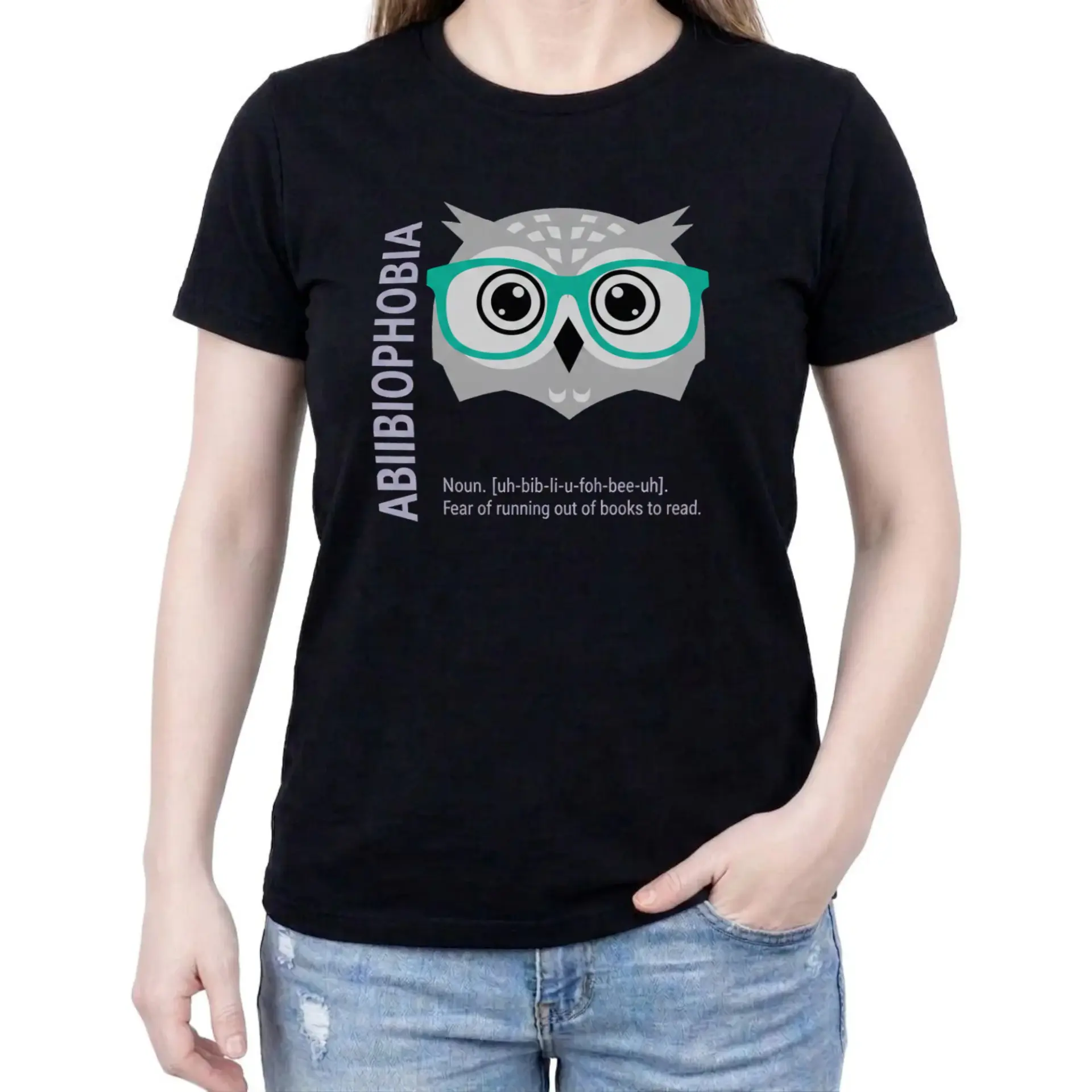 Funny Abiibiophobia Graphic Tee Unisex Cotton Crew Neck Shirt for Book Lovers and Readers Gift Casual Apparel