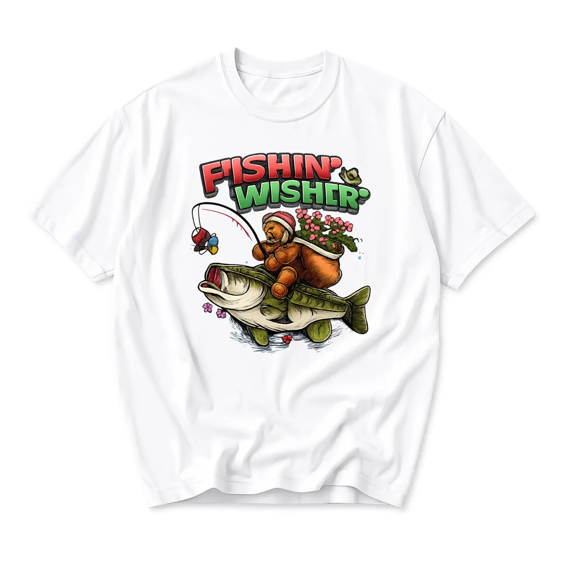 Funny Shirt Fishin Wisher Graphic Tee Unisex Crew Neck Short Sleeve Casual Cotton Blend Comfortable Everyday Apparel