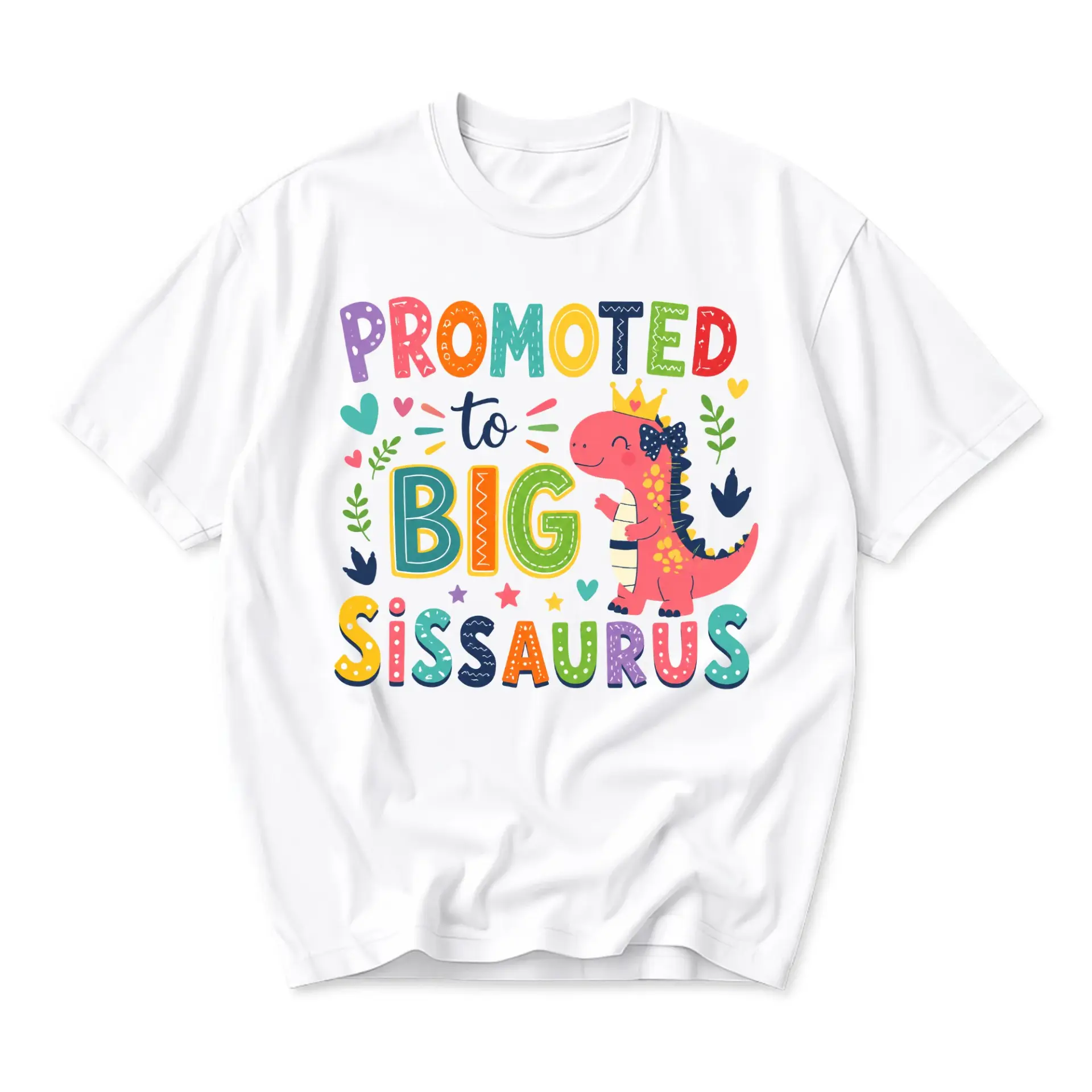 Graphic Tee Promoted to Big Sissaurus Dinosaur Design Unisex Crew Neck Short Sleeve Casual Cotton Blend T-Shirt