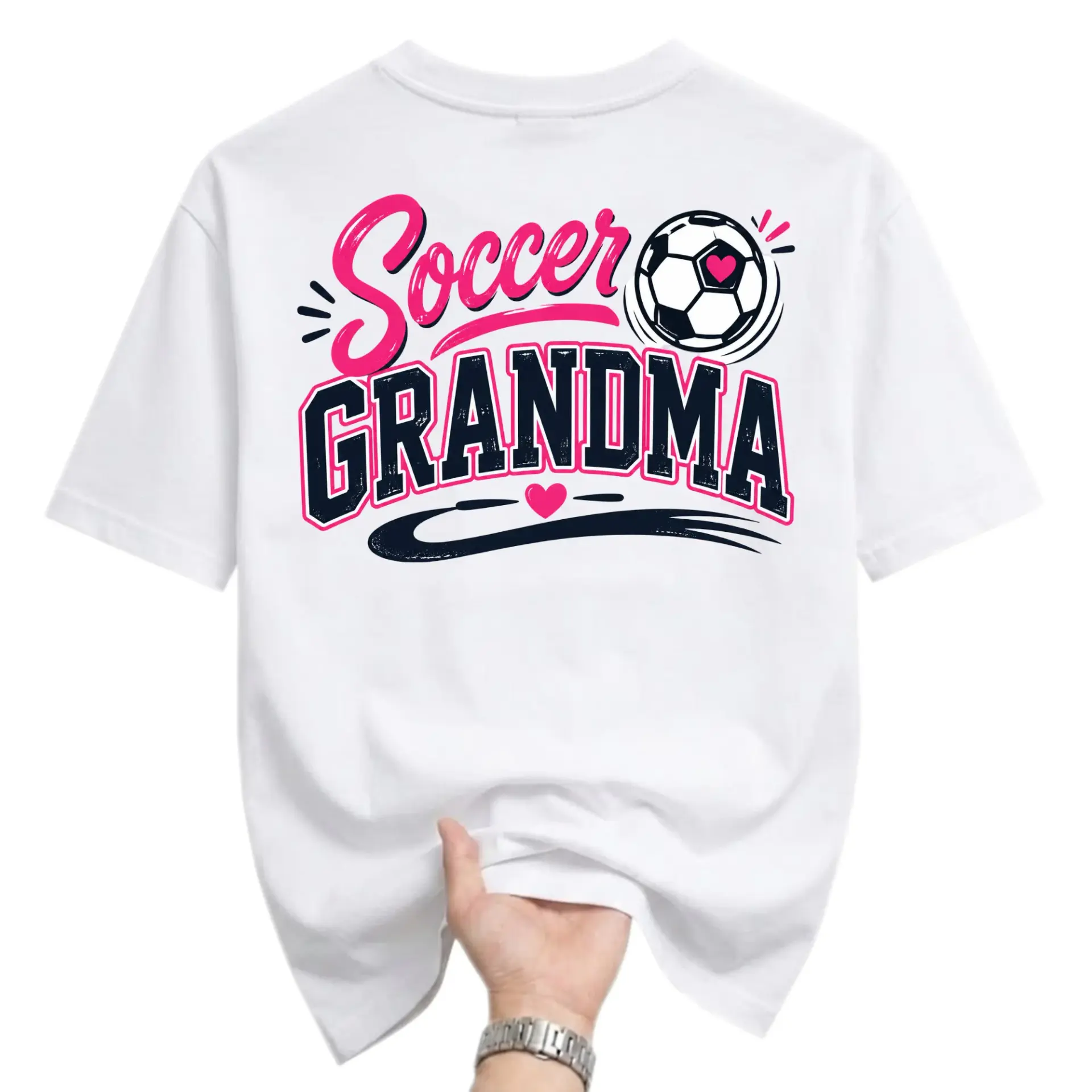 Funny Shirt Soccer Grandma Graphic Tee Casual Unisex Crew Neck Top for Sports Fans and Proud Grandmothers White